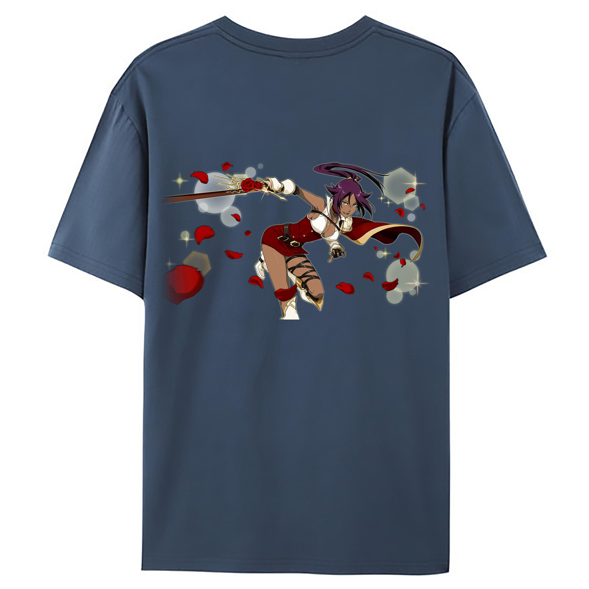 （画像用） ブリーチ 四楓院 夜一（しほういん よるいち） BLEACH Shihouin Yoruichi 綿100％ メンズ半袖Tシャツ（バックプリント） 通気性