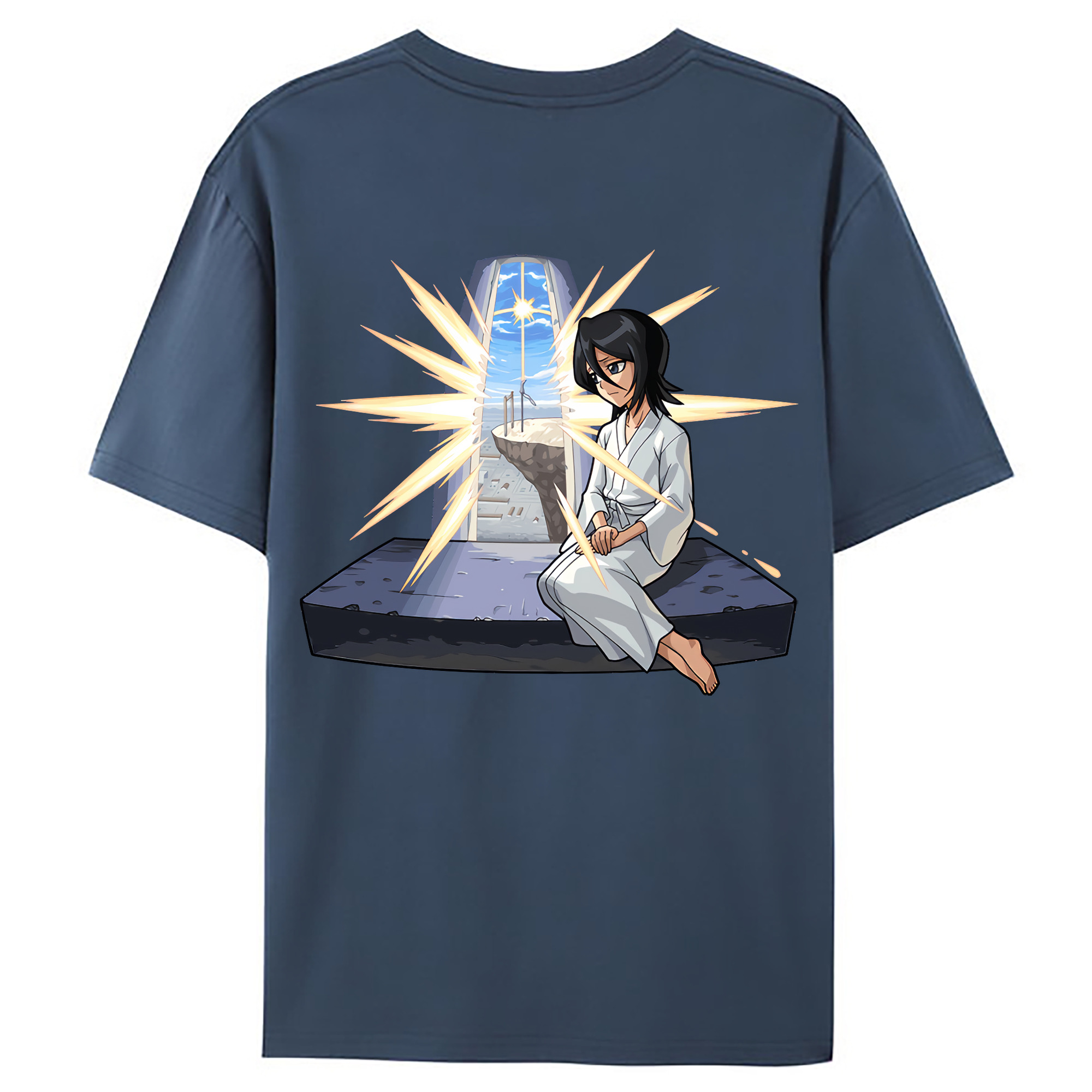 （画像用） ブリーチ 朽木ルキア BLEACH Kuchiki Rukia 綿100％ メンズ半袖Tシャツ（バックプリント） 通気性