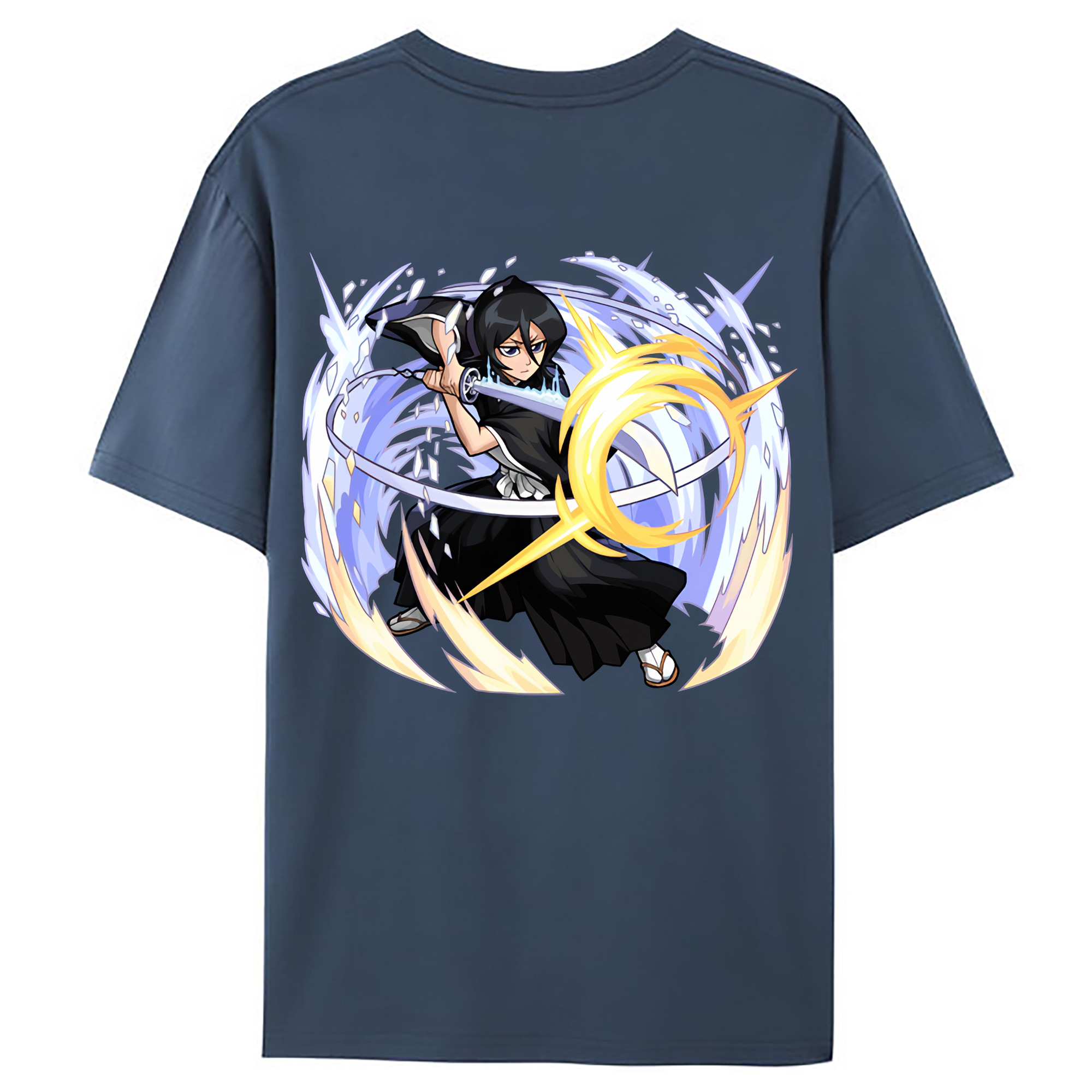 （画像用） ブリーチ 朽木ルキア BLEACH Kuchiki Rukia 綿100％ メンズ半袖Tシャツ（バックプリント） 通気性