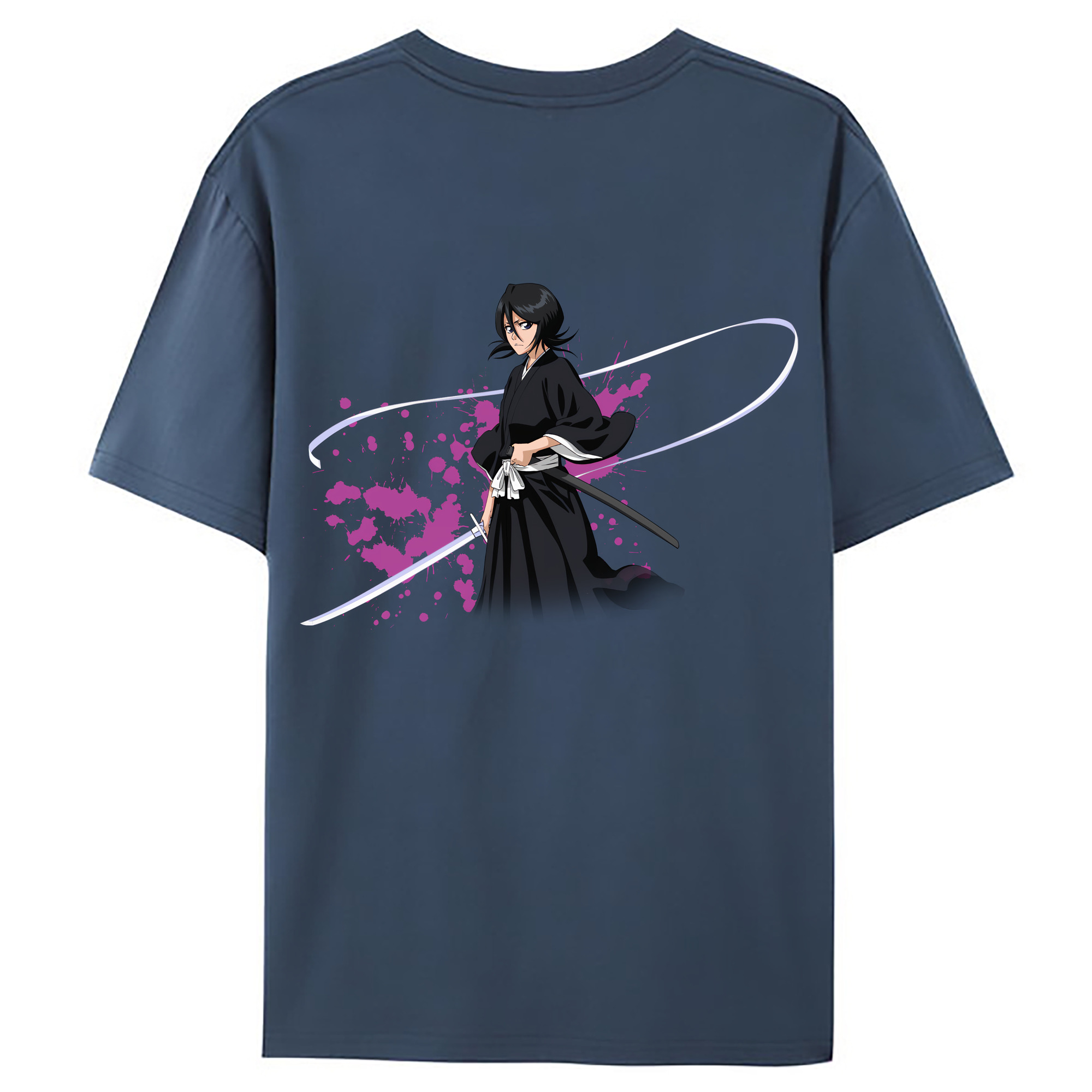 （画像用） ブリーチ 朽木ルキア BLEACH Kuchiki Rukia 綿100％ メンズ半袖Tシャツ（バックプリント） 通気性
