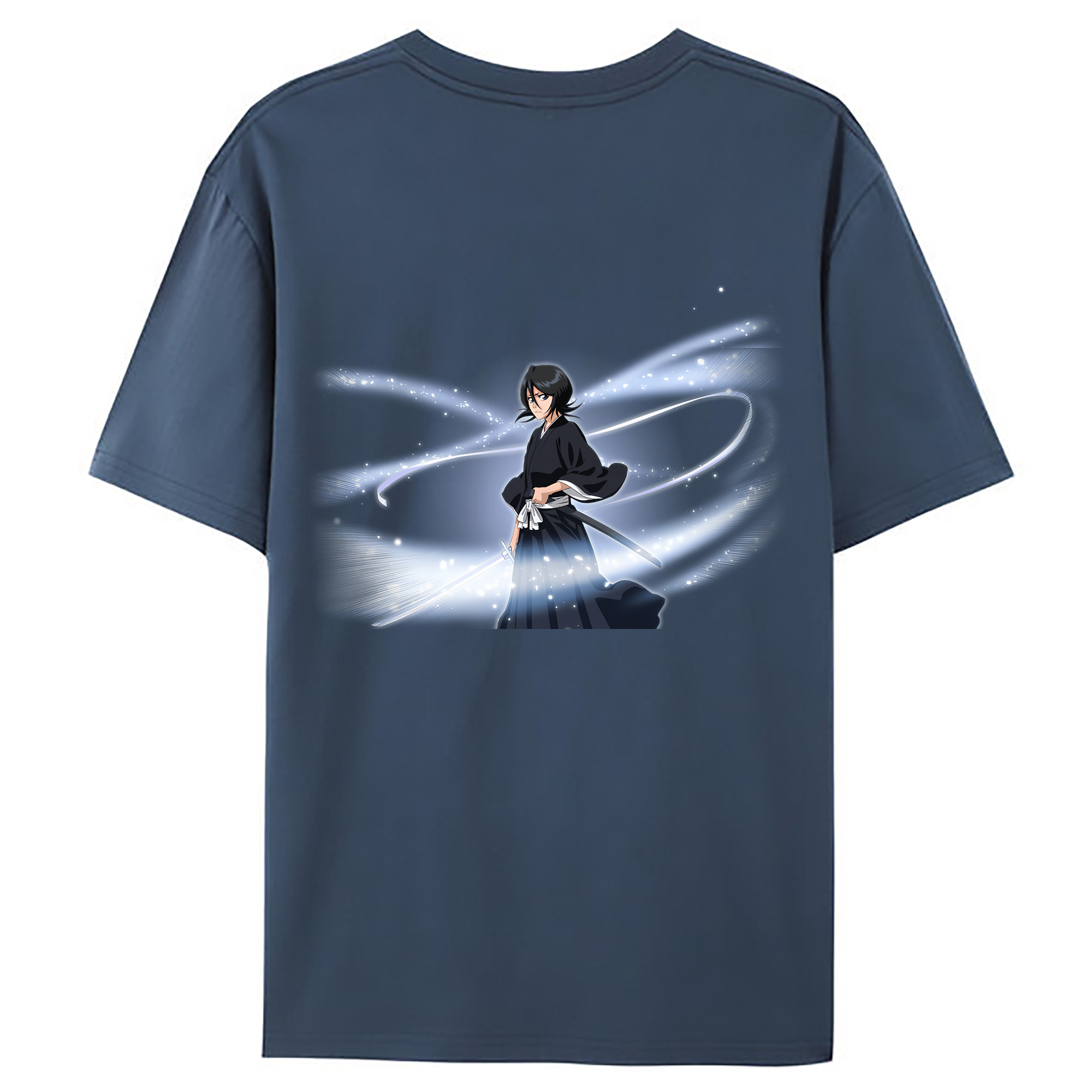 （画像用） ブリーチ 朽木ルキア BLEACH Kuchiki Rukia 綿100％ メンズ半袖Tシャツ（バックプリント） 通気性