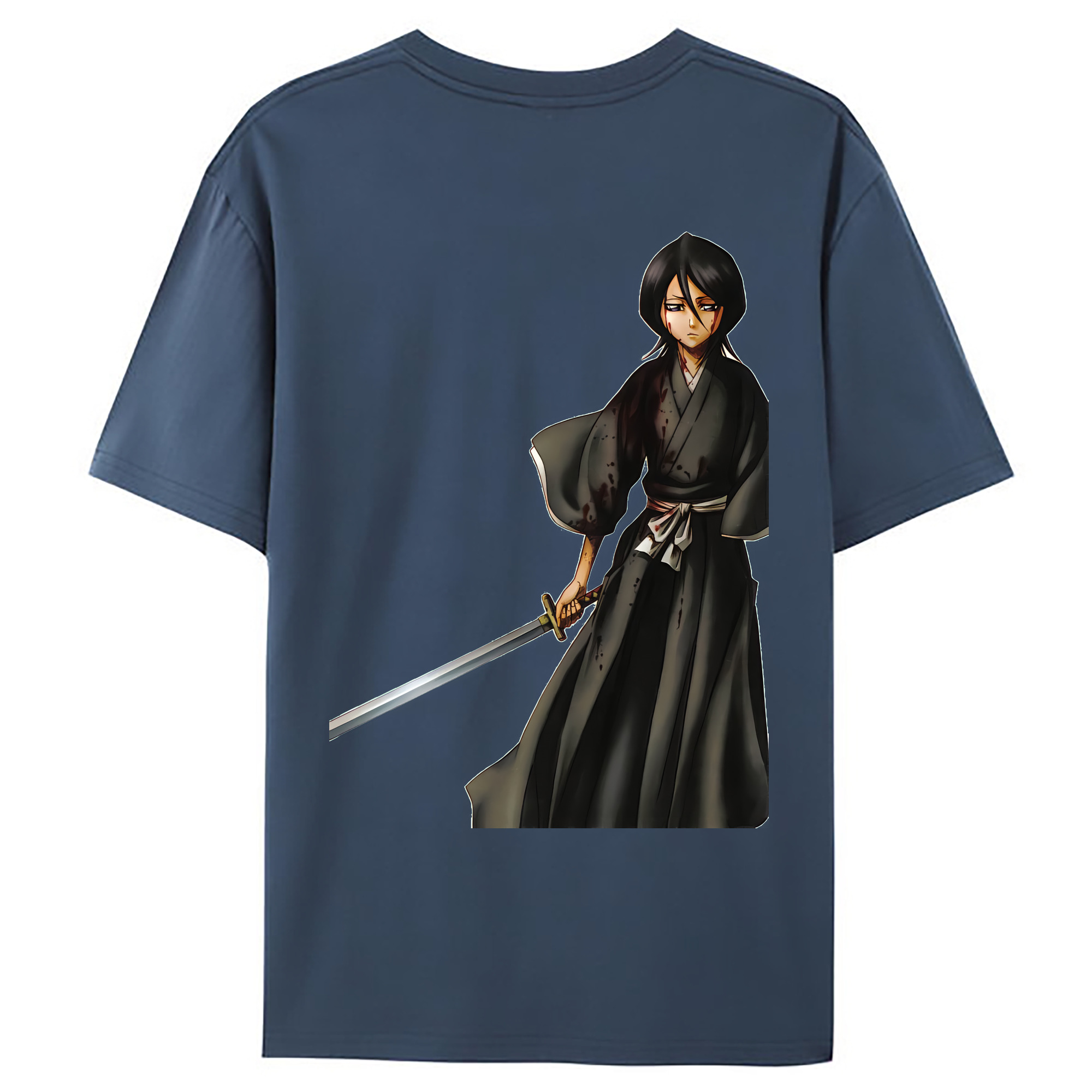 （画像用） ブリーチ 朽木ルキア BLEACH Kuchiki Rukia 綿100％ メンズ半袖Tシャツ（バックプリント） 通気性
