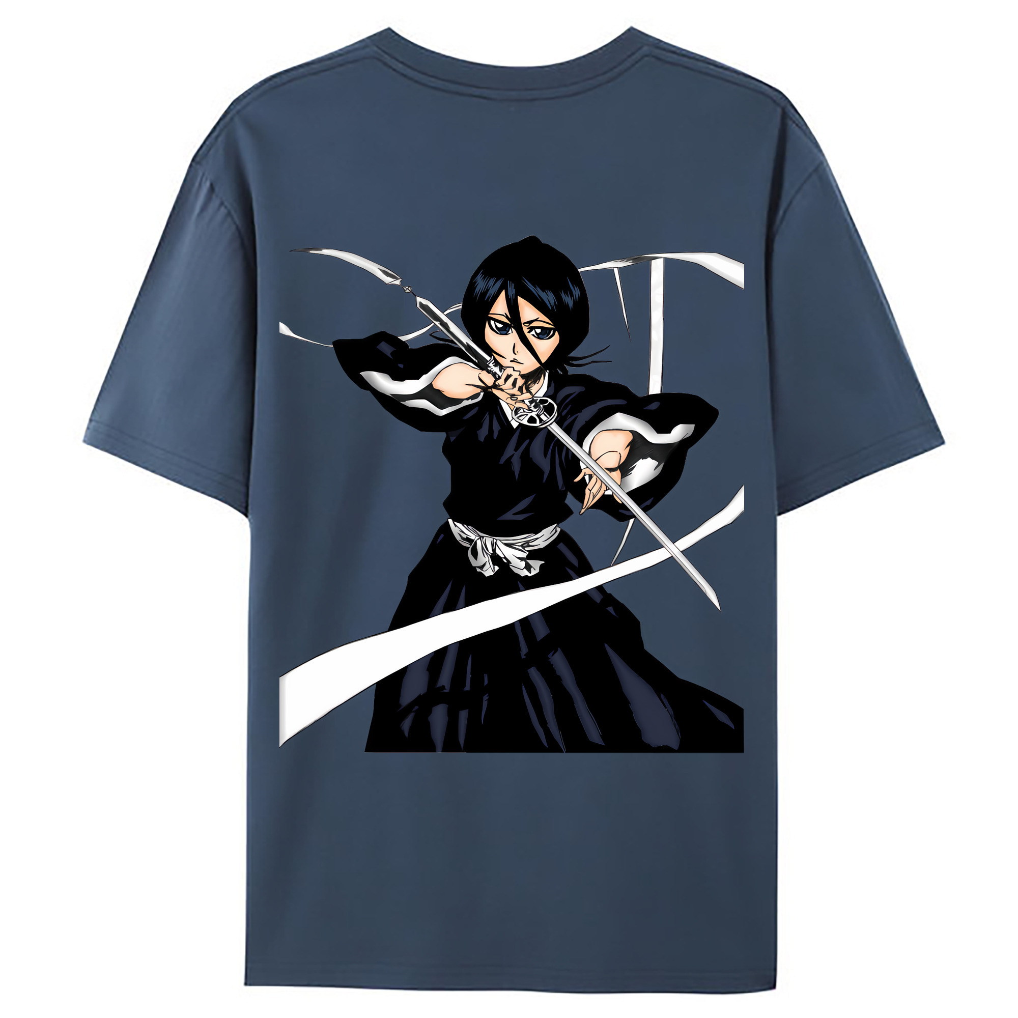 （画像用） ブリーチ 朽木ルキア BLEACH Kuchiki Rukia 綿100％ メンズ半袖Tシャツ（バックプリント） 通気性