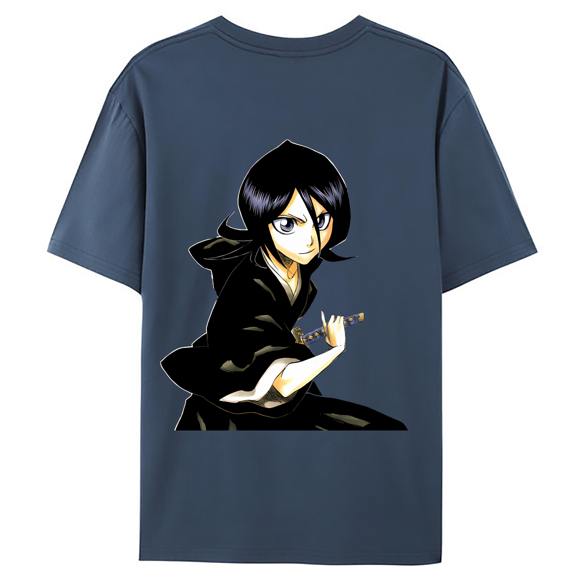（画像用） ブリーチ 朽木ルキア BLEACH Kuchiki Rukia 綿100％ メンズ半袖Tシャツ（バックプリント） 通気性