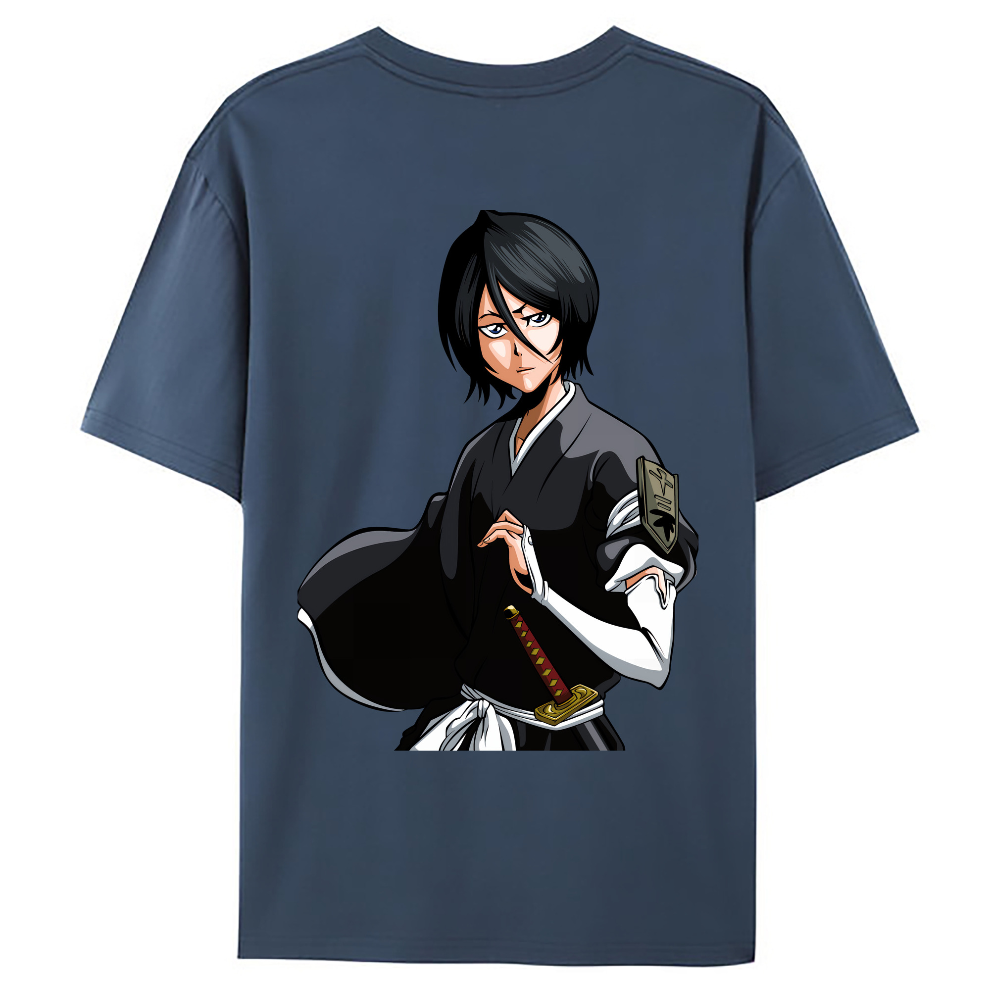 （画像用） ブリーチ 朽木ルキア BLEACH Kuchiki Rukia 綿100％ メンズ半袖Tシャツ（バックプリント） 通気性