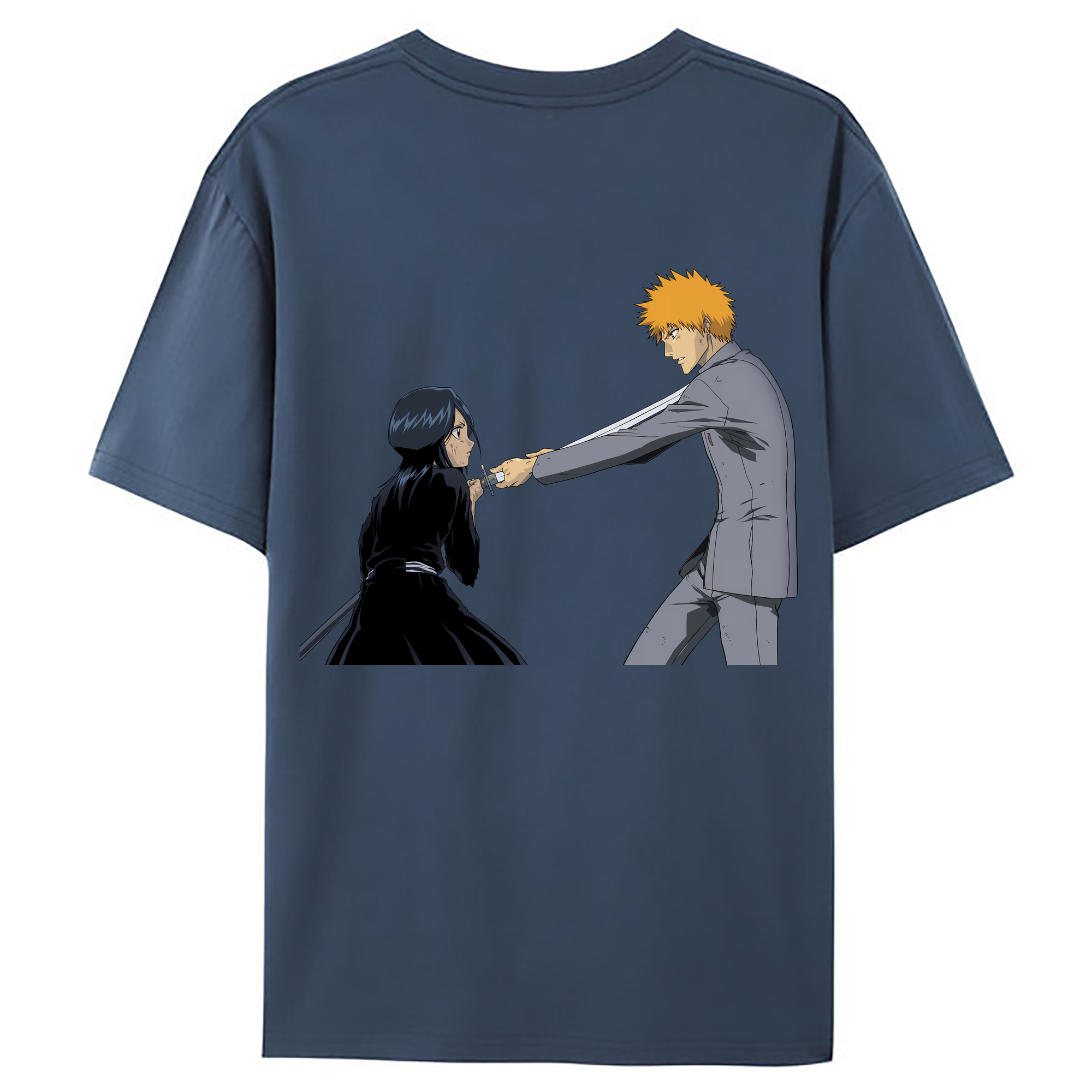 （画像用） ブリーチ 朽木ルキア BLEACH Kuchiki Rukia 綿100％ メンズ半袖Tシャツ（バックプリント） 通気性