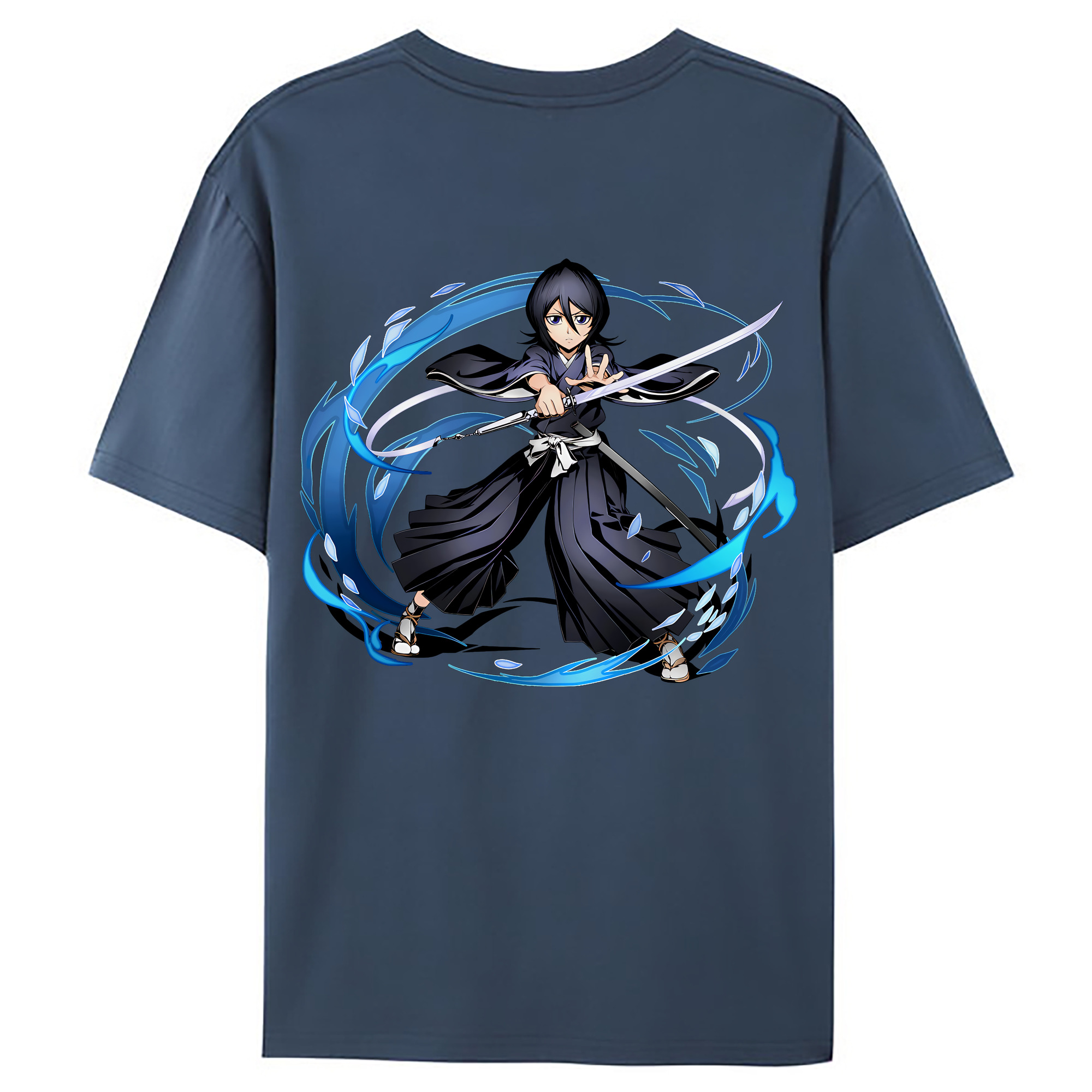 （画像用） ブリーチ 朽木ルキア BLEACH Kuchiki Rukia 綿100％ メンズ半袖Tシャツ（バックプリント） 通気性