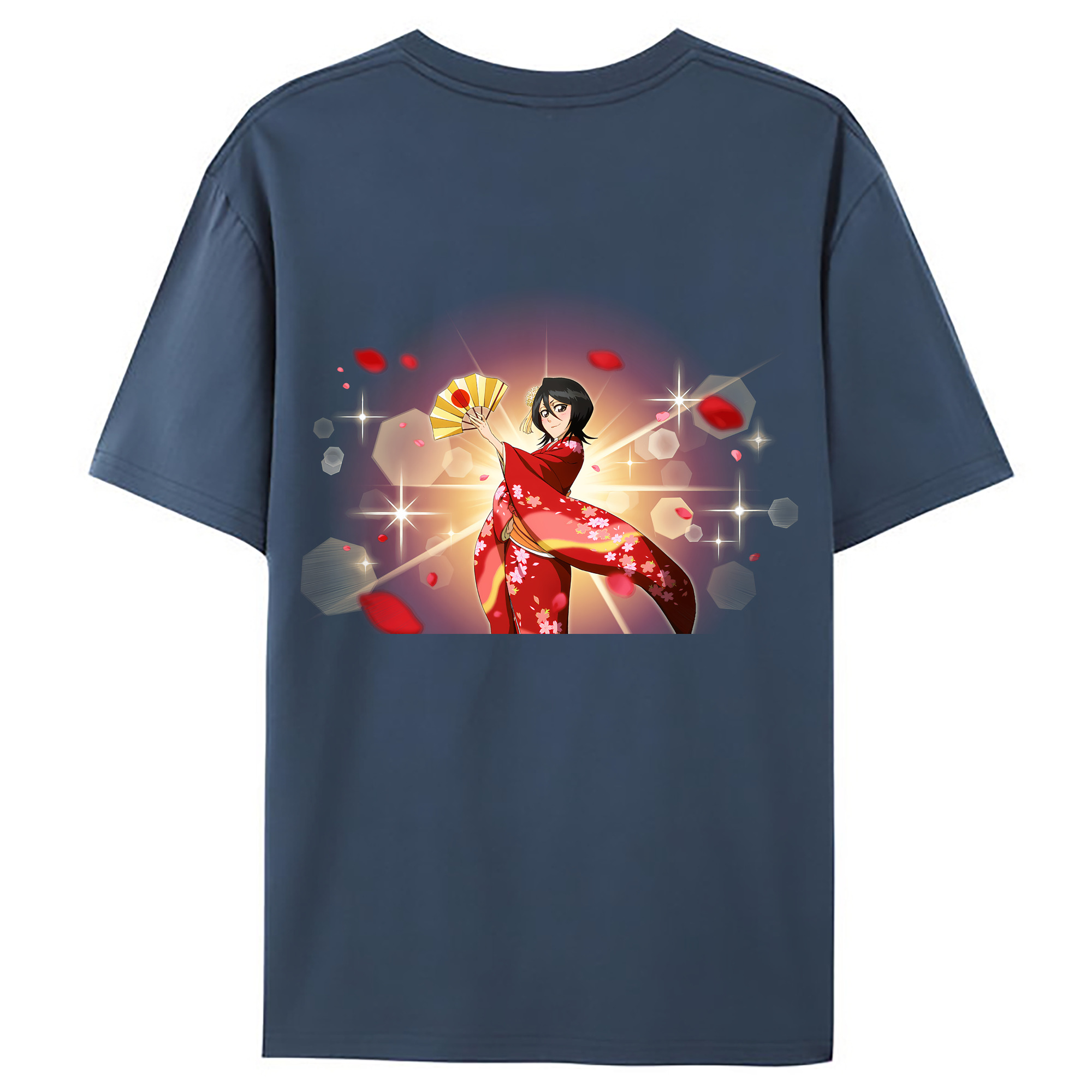 （画像用） ブリーチ 朽木ルキア BLEACH Kuchiki Rukia 綿100％ メンズ半袖Tシャツ（バックプリント） 通気性