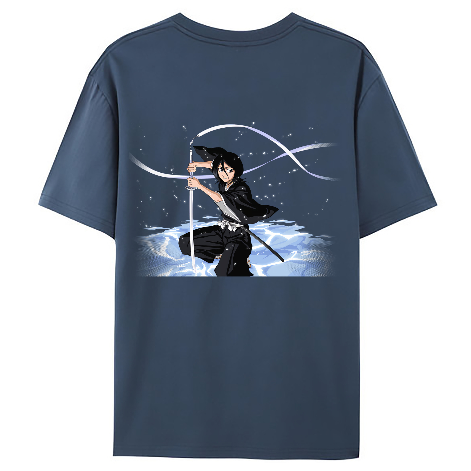 （画像用） ブリーチ 朽木ルキア BLEACH Kuchiki Rukia 綿100％ メンズ半袖Tシャツ（バックプリント） 通気性