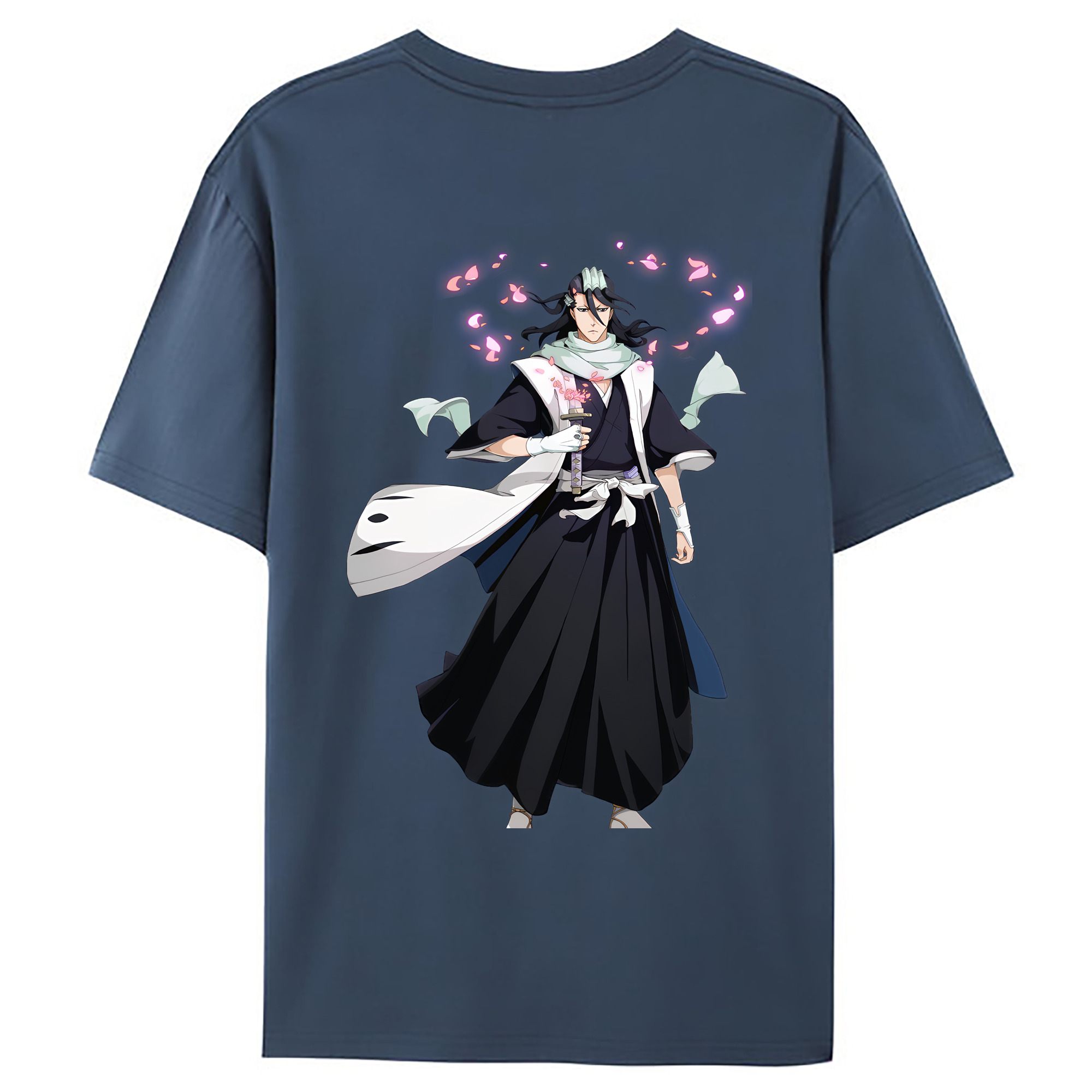 （画像用） ブリーチ くちき びゃくや BLEACH Kuchiki Byakuya 綿100％ メンズ半袖Tシャツ（バックプリント） 通気性