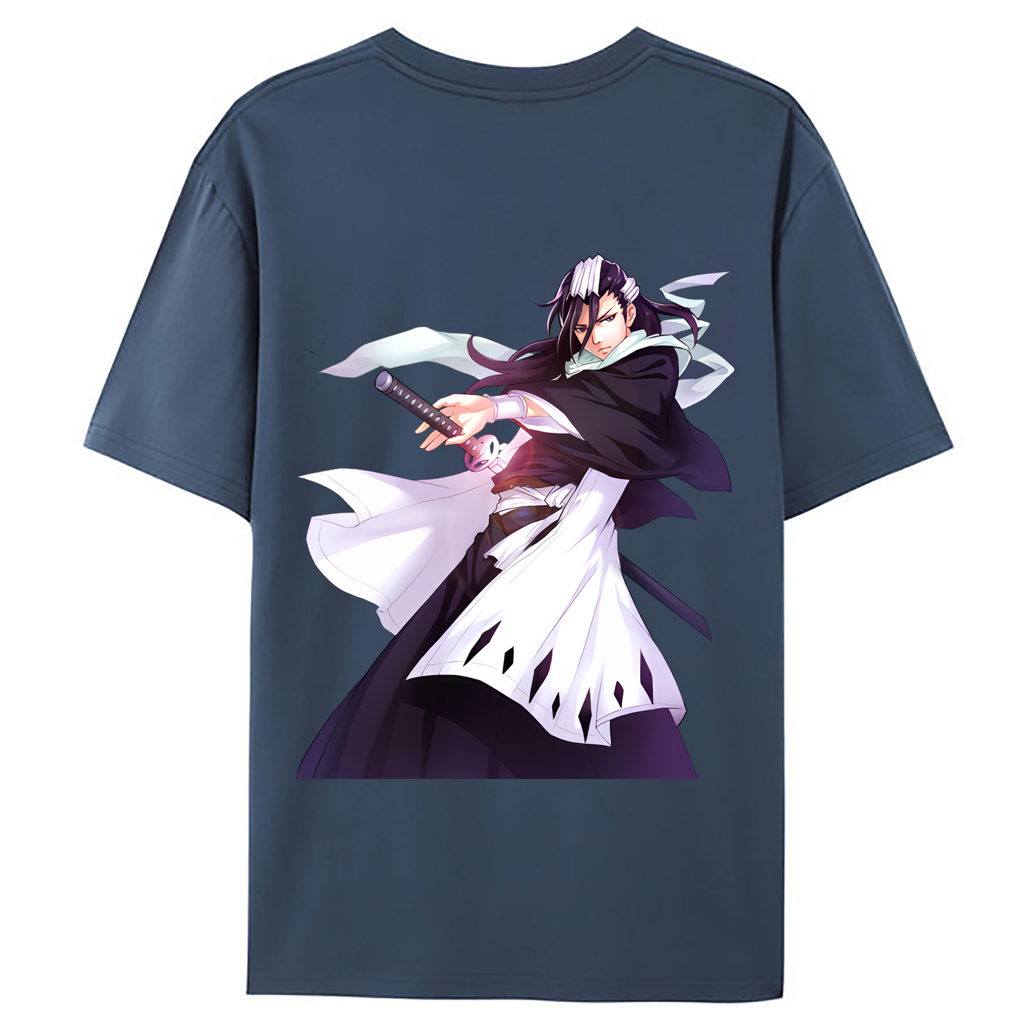 （画像用） ブリーチ くちき びゃくや BLEACH Kuchiki Byakuya 綿100％ メンズ半袖Tシャツ（バックプリント） 通気性