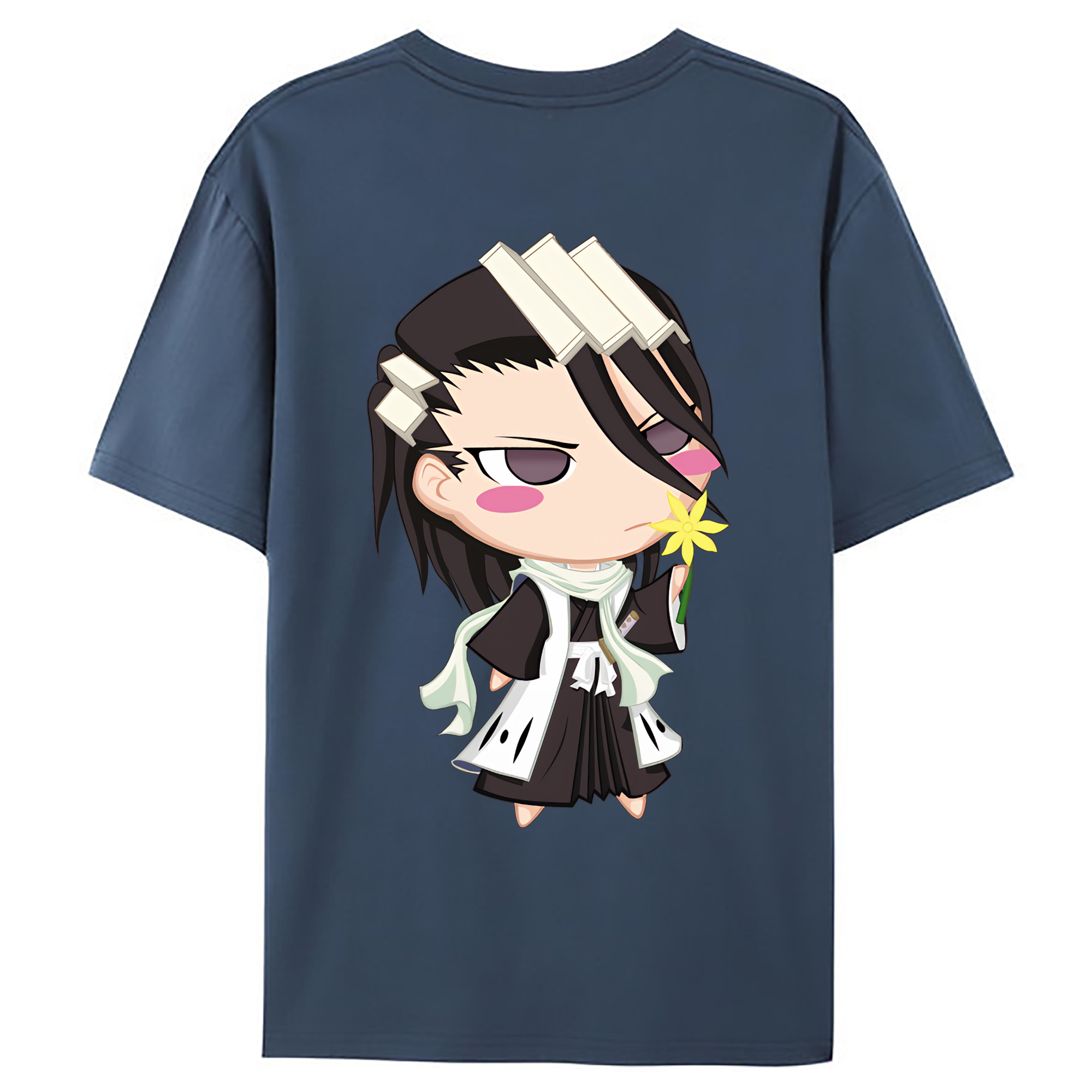 （画像用） ブリーチ くちき びゃくや BLEACH Kuchiki Byakuya 綿100％ メンズ半袖Tシャツ（バックプリント） 通気性