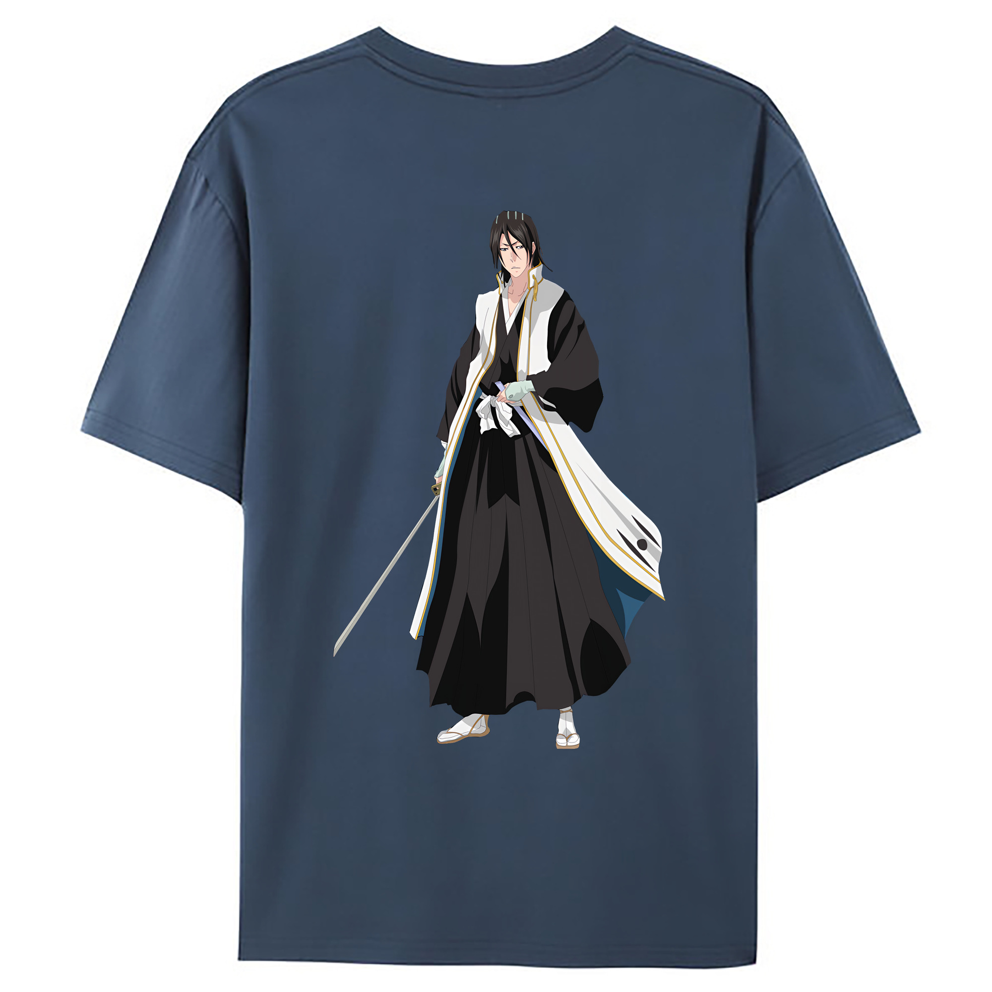 （画像用） ブリーチ くちき びゃくや BLEACH Kuchiki Byakuya 綿100％ メンズ半袖Tシャツ（バックプリント） 通気性