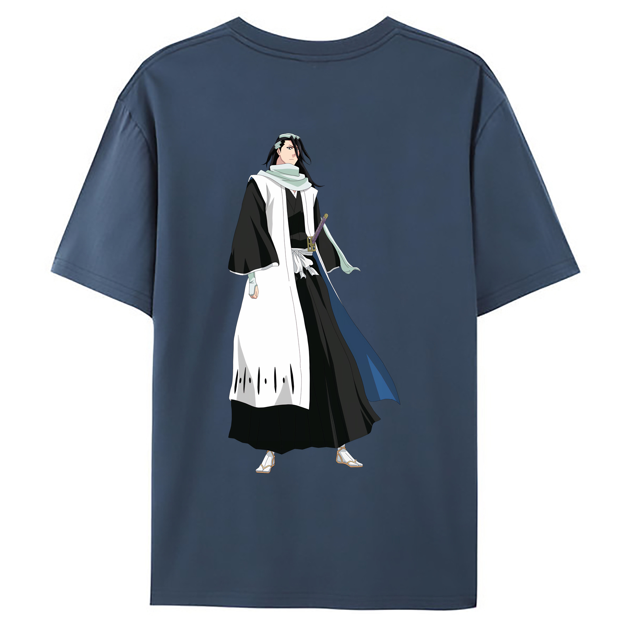 （画像用） ブリーチ くちき びゃくや BLEACH Kuchiki Byakuya 綿100％ メンズ半袖Tシャツ（バックプリント） 通気性
