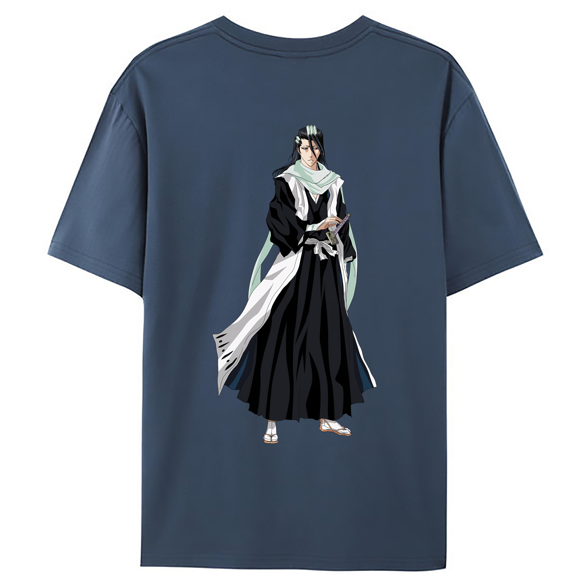 （画像用） ブリーチ くちき びゃくや BLEACH Kuchiki Byakuya 綿100％ メンズ半袖Tシャツ（バックプリント） 通気性