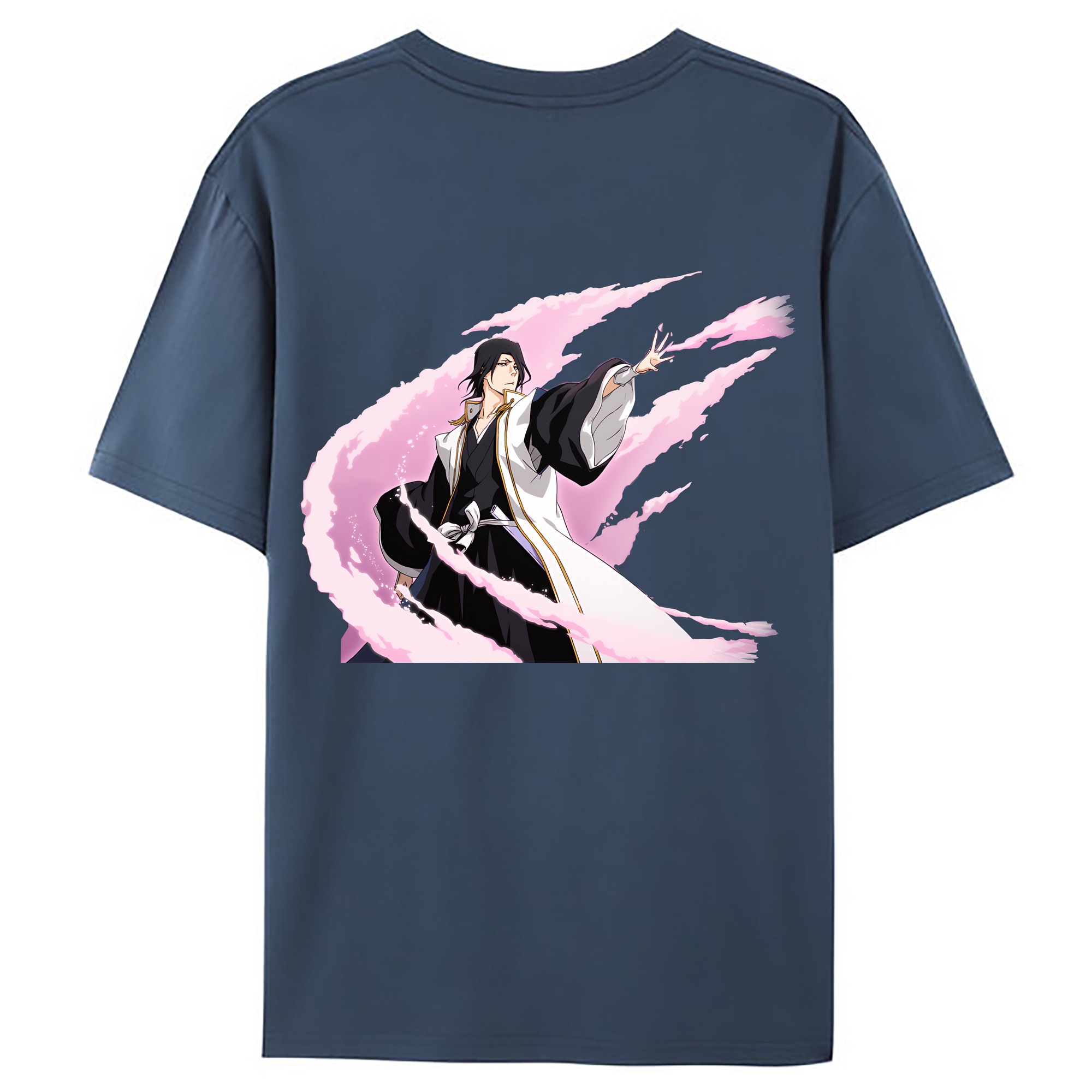 （画像用） ブリーチ くちき びゃくや BLEACH Kuchiki Byakuya 綿100％ メンズ半袖Tシャツ（バックプリント） 通気性