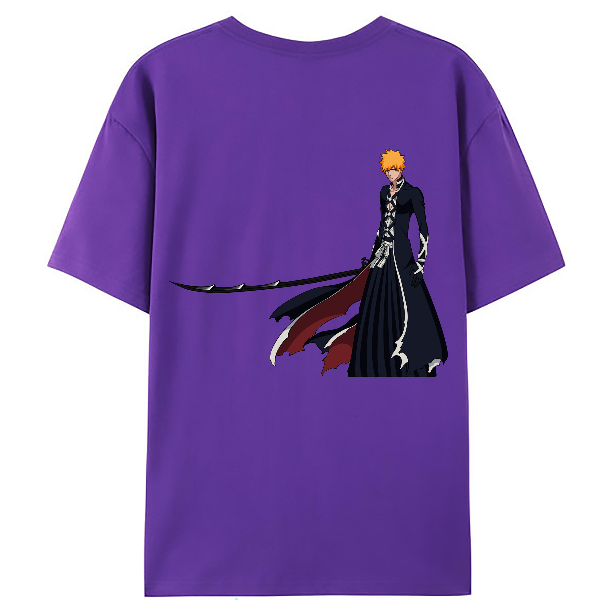 （画像用） ブリーチ 黒崎一護（くろさき いちご）BLEACH Kurosaki Ichigo 綿100％ メンズ半袖Tシャツ（バックプリント） 通気性