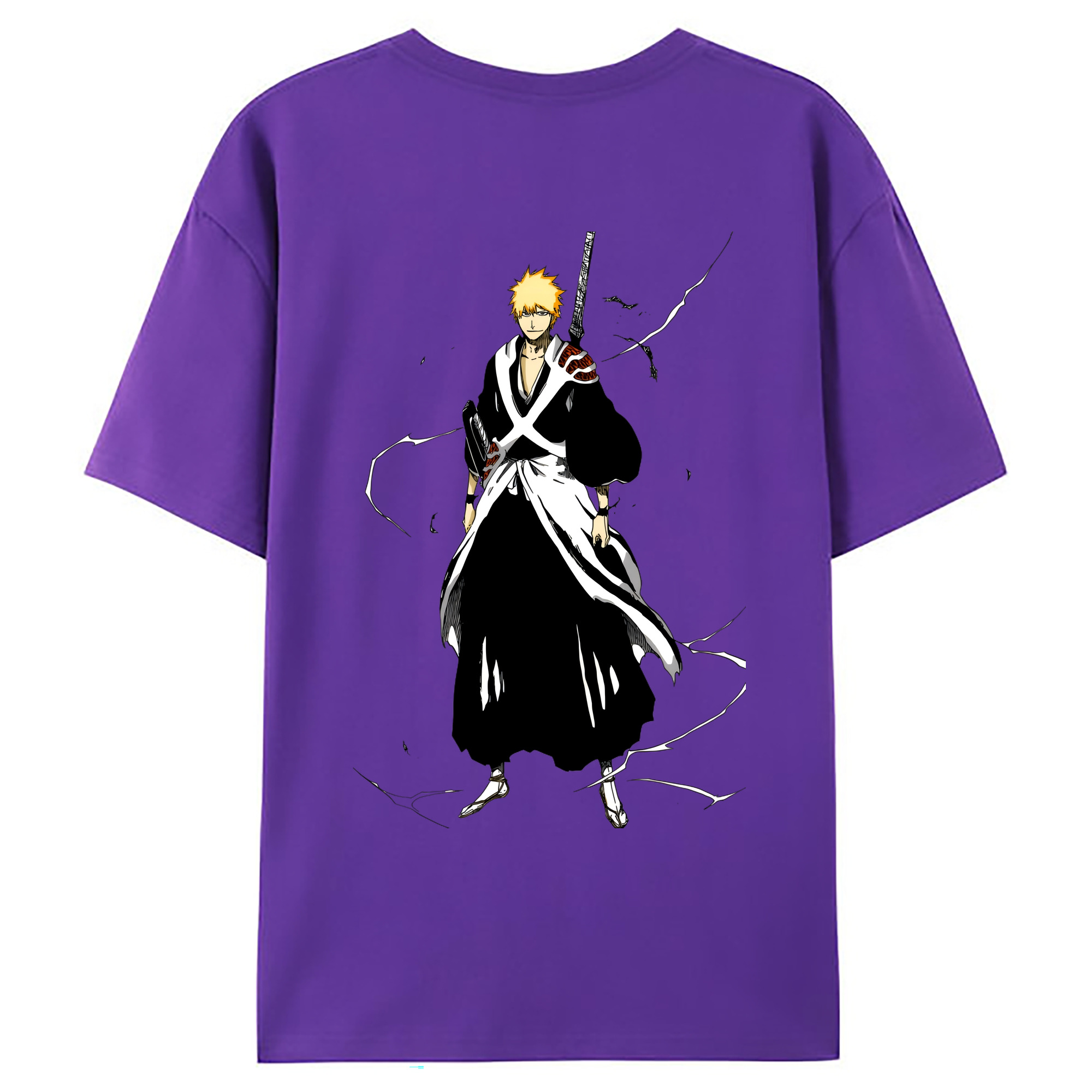 （画像用） ブリーチ 黒崎一護（くろさき いちご）BLEACH Kurosaki Ichigo 綿100％ メンズ半袖Tシャツ（バックプリント） 通気性