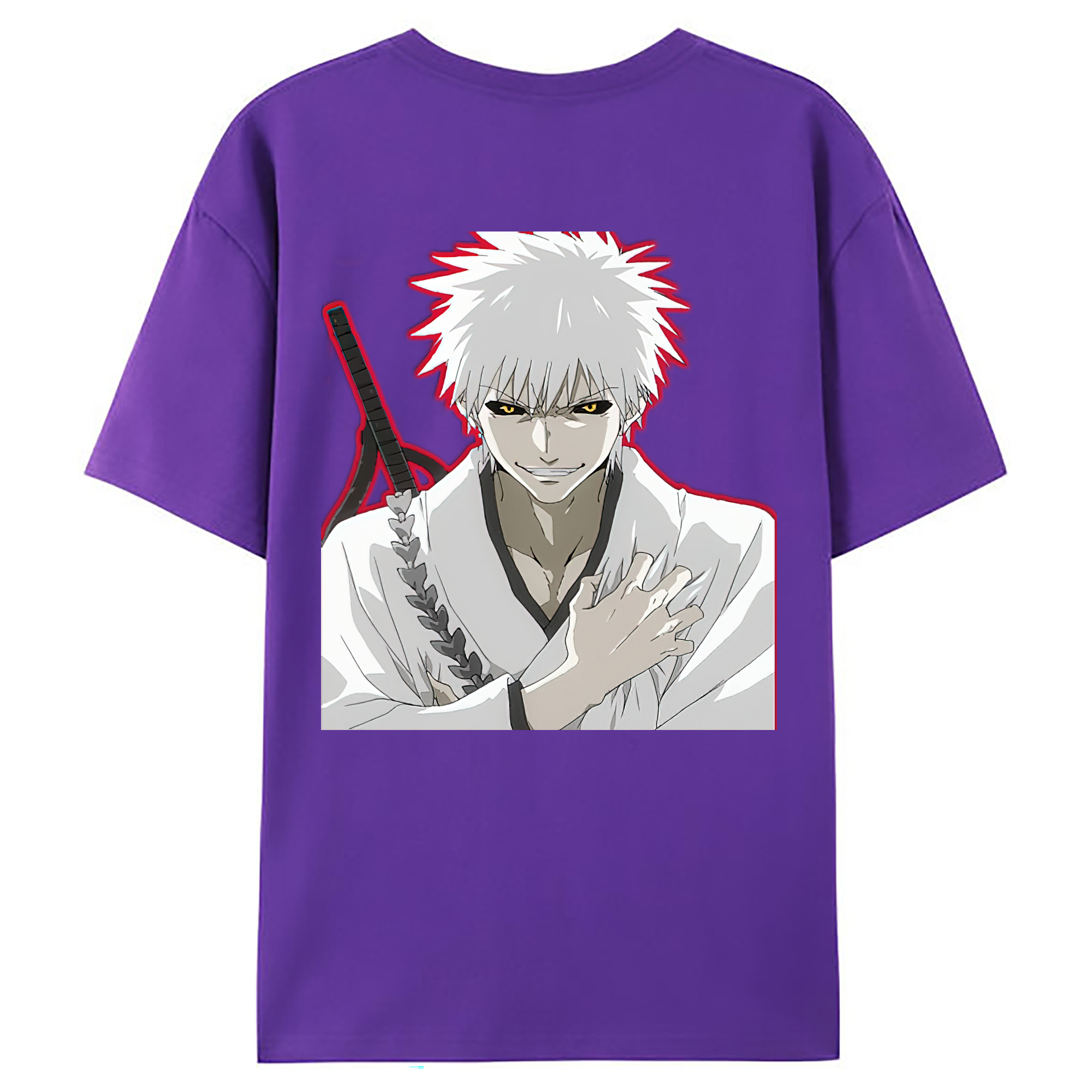 （画像用） ブリーチ 黒崎一護（くろさき いちご）BLEACH Kurosaki Ichigo 綿100％ メンズ半袖Tシャツ（バックプリント） 通気性