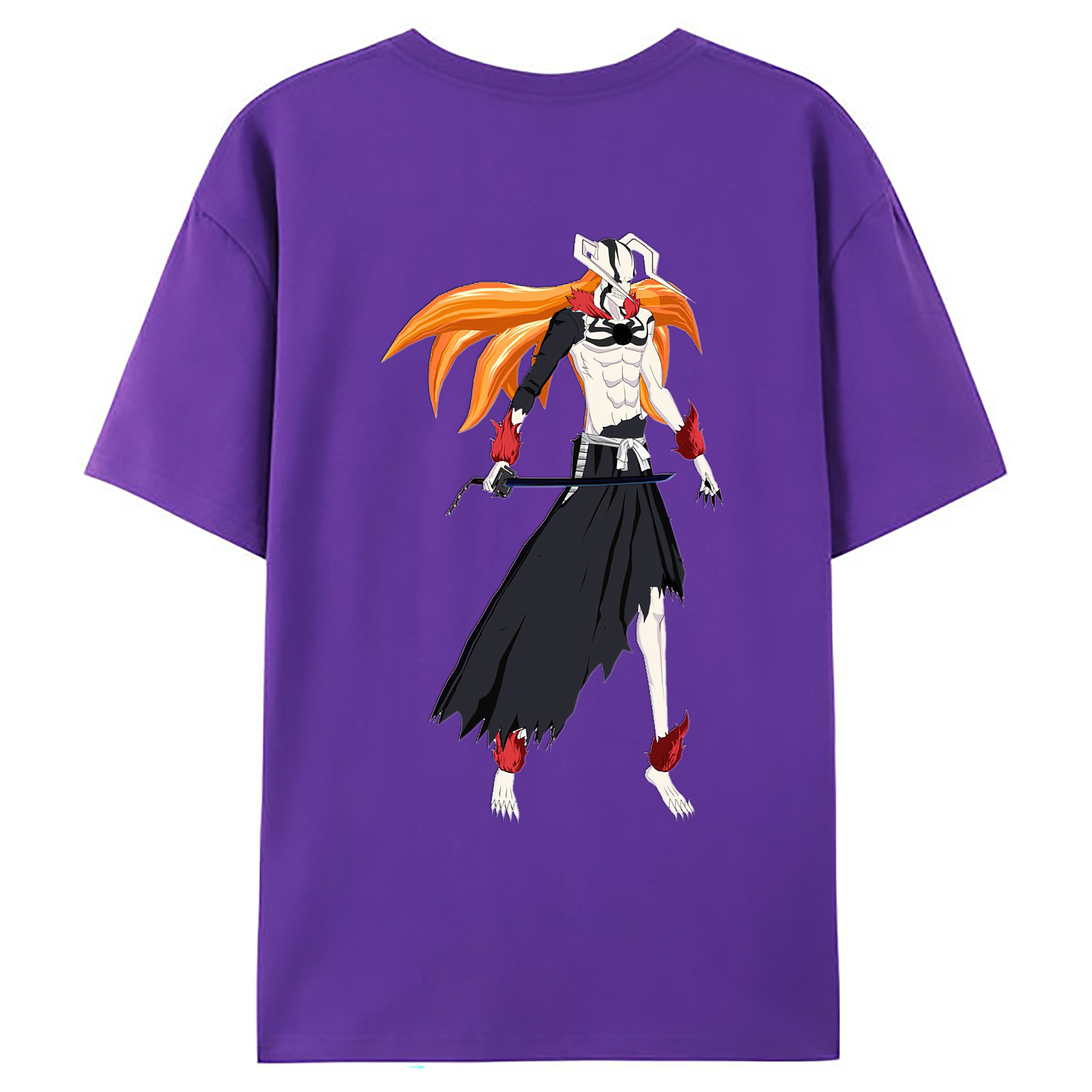（画像用） ブリーチ 黒崎一護（くろさき いちご）BLEACH Kurosaki Ichigo 綿100％ メンズ半袖Tシャツ（バックプリント） 通気性
