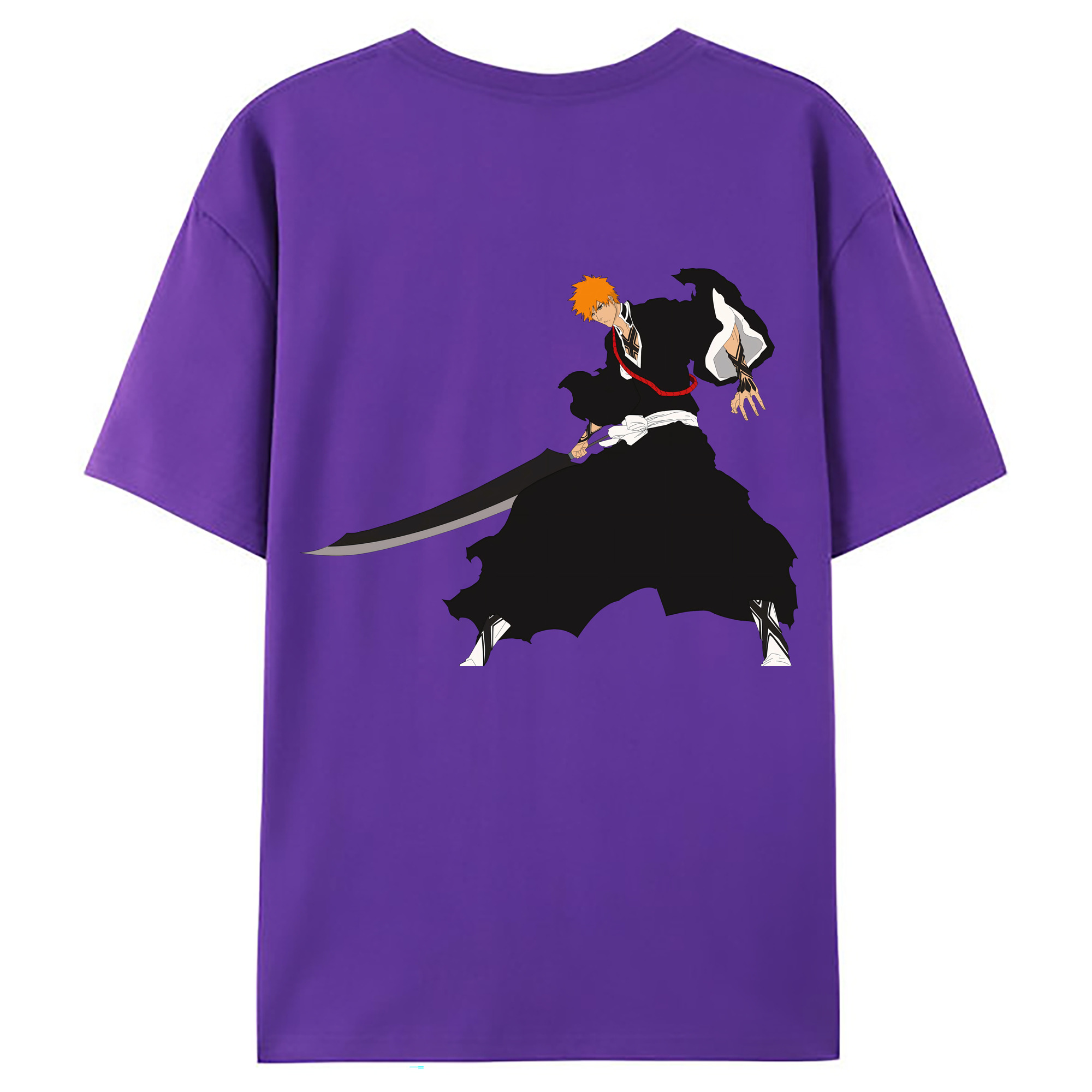 （画像用） ブリーチ 黒崎一護（くろさき いちご）BLEACH Kurosaki Ichigo 綿100％ メンズ半袖Tシャツ（バックプリント） 通気性