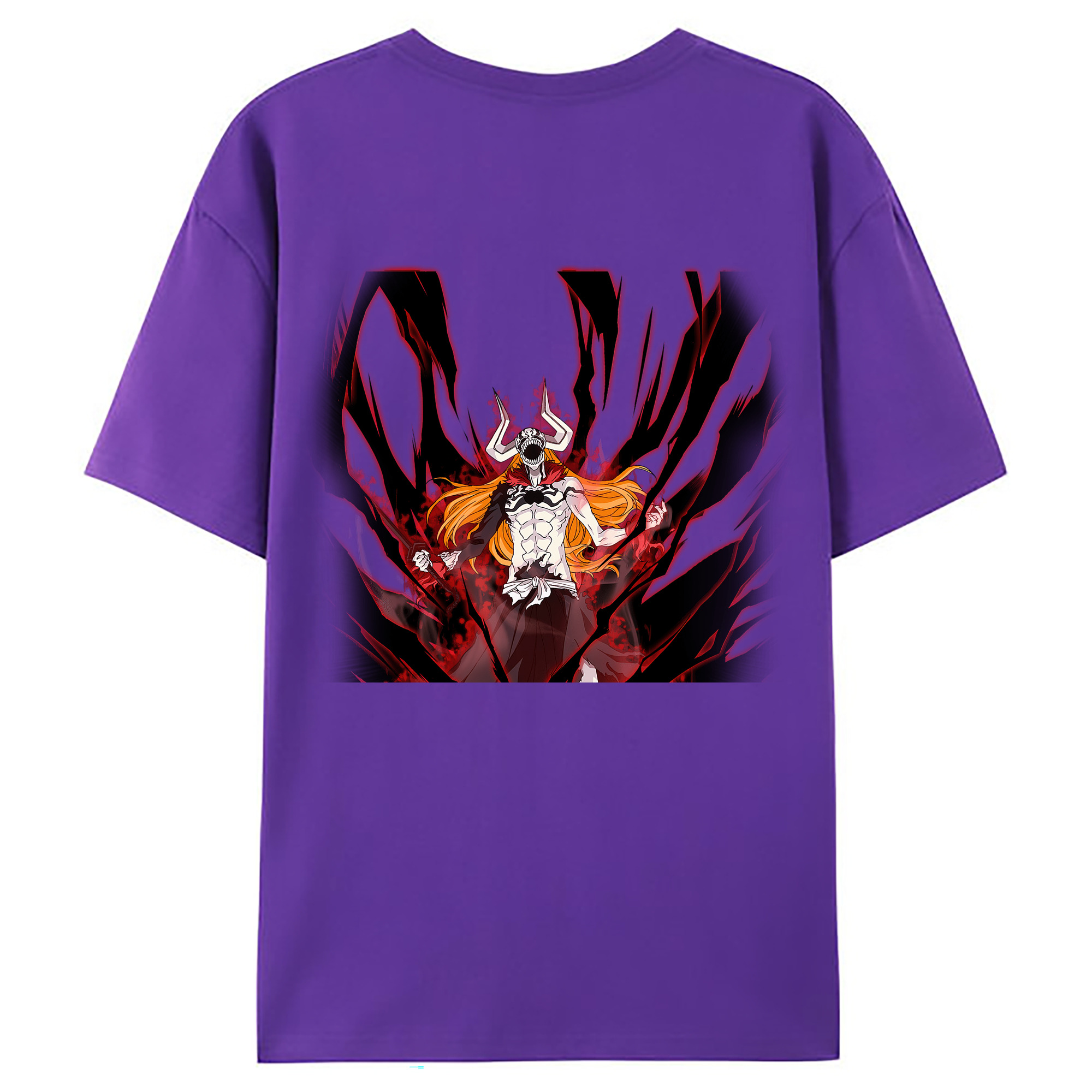 （画像用） ブリーチ 黒崎一護（くろさき いちご）BLEACH Kurosaki Ichigo 綿100％ メンズ半袖Tシャツ（バックプリント） 通気性