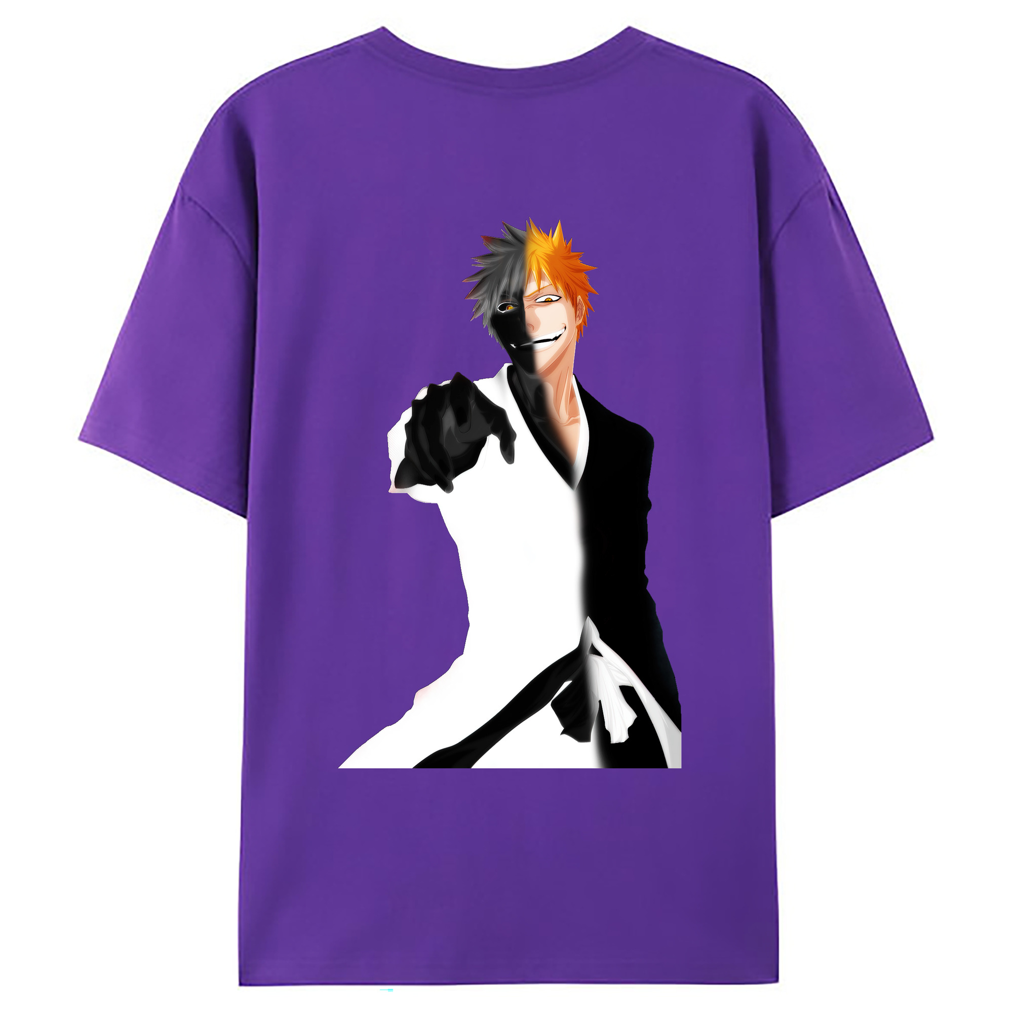 （画像用） ブリーチ 黒崎一護（くろさき いちご）BLEACH Kurosaki Ichigo 綿100％ メンズ半袖Tシャツ（バックプリント） 通気性