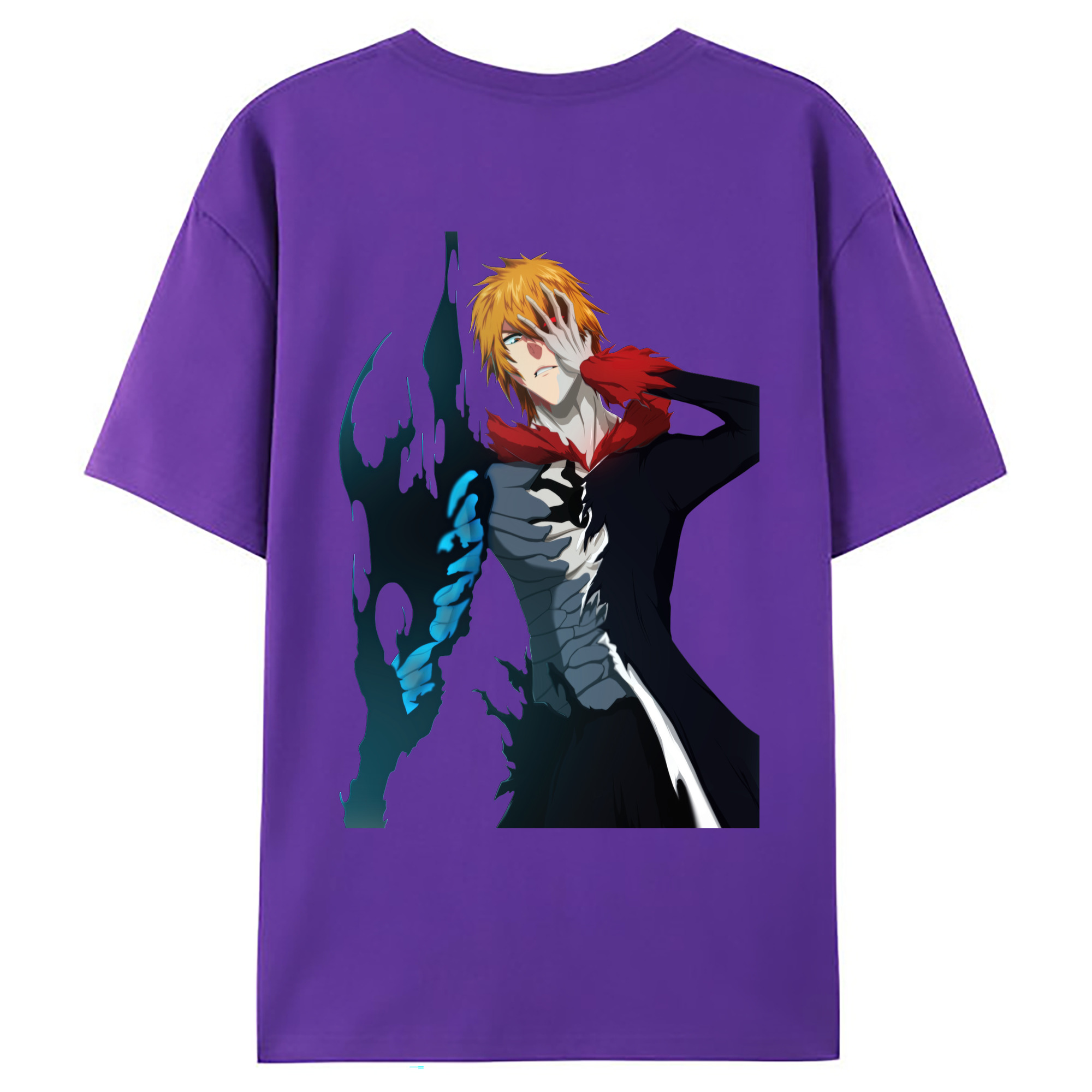 （画像用） ブリーチ 黒崎一護（くろさき いちご）BLEACH Kurosaki Ichigo 綿100％ メンズ半袖Tシャツ（バックプリント） 通気性