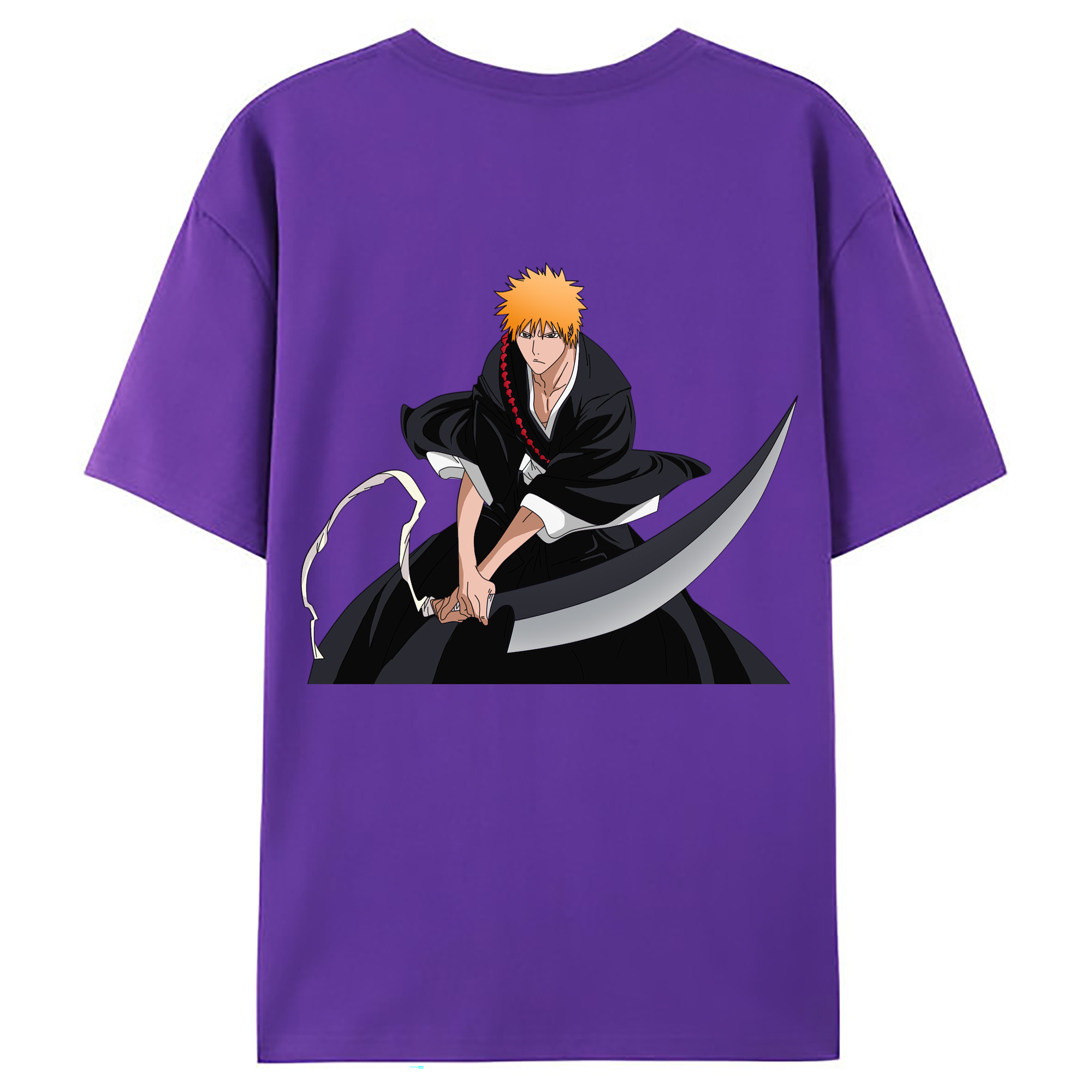 （画像用） ブリーチ 黒崎一護（くろさき いちご）BLEACH Kurosaki Ichigo 綿100％ メンズ半袖Tシャツ（バックプリント） 通気性