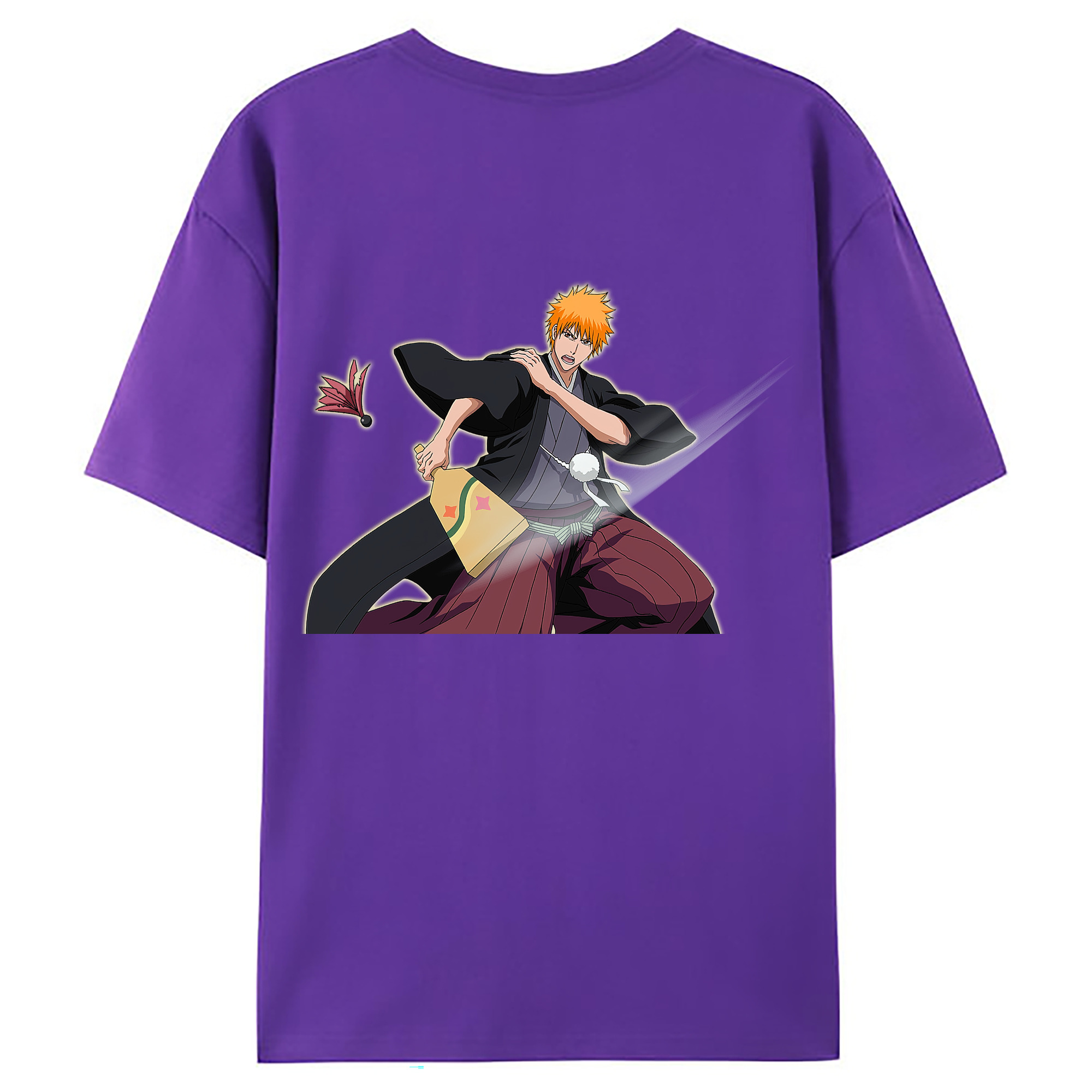 （画像用） ブリーチ 黒崎一護（くろさき いちご）BLEACH Kurosaki Ichigo 綿100％ メンズ半袖Tシャツ（バックプリント） 通気性