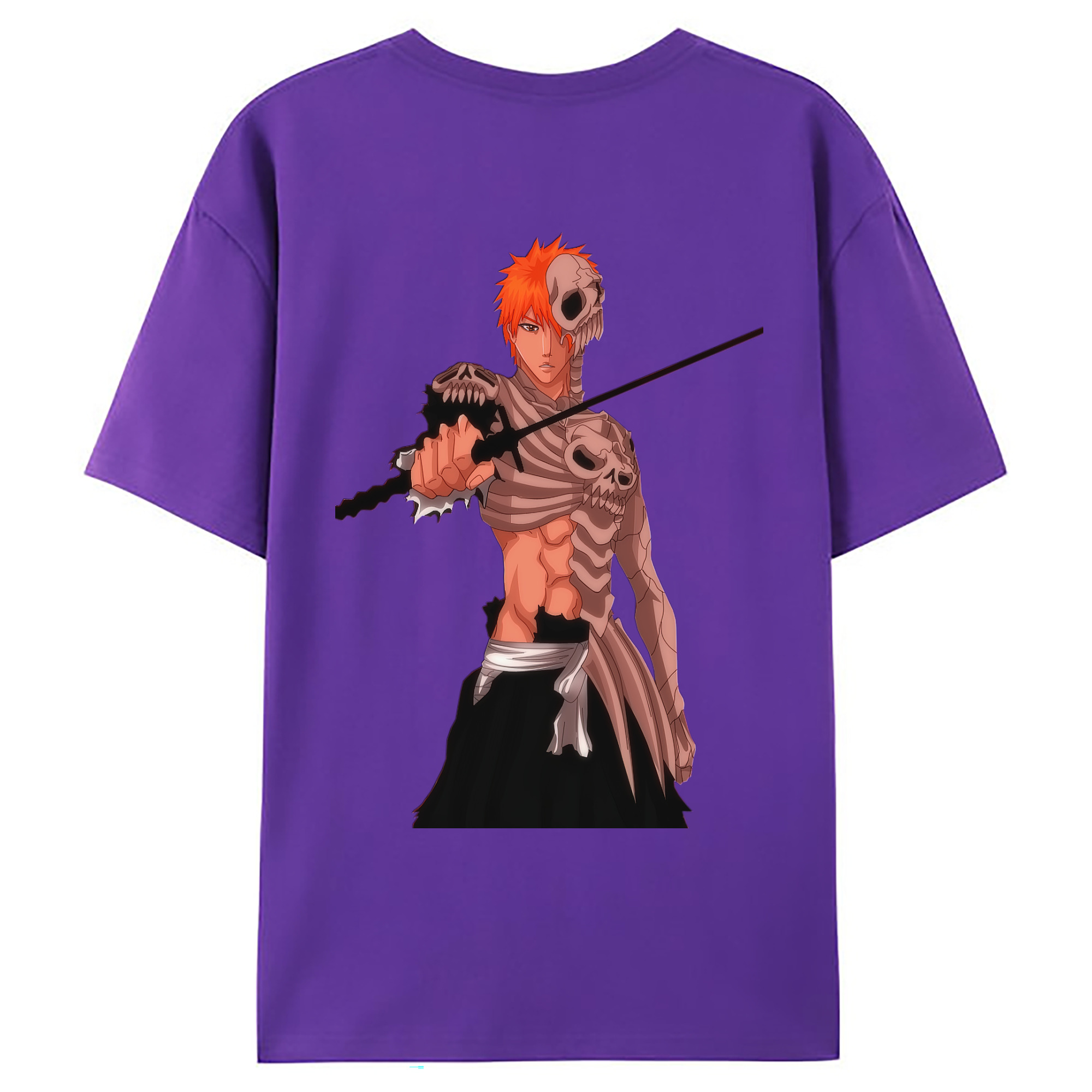 （画像用） ブリーチ 黒崎一護（くろさき いちご）BLEACH Kurosaki Ichigo 綿100％ メンズ半袖Tシャツ（バックプリント） 通気性