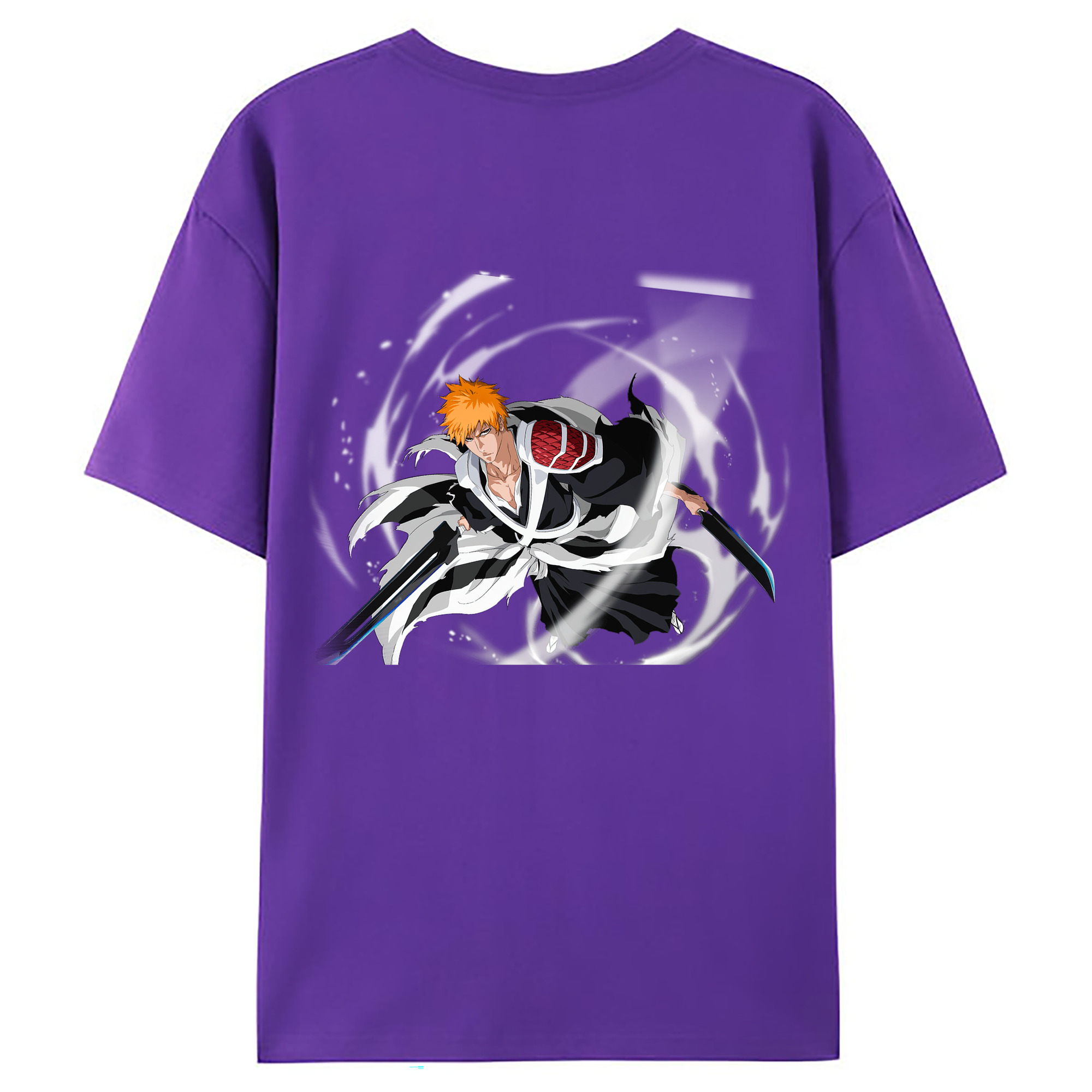 （画像用） ブリーチ 黒崎一護（くろさき いちご）BLEACH Kurosaki Ichigo 綿100％ メンズ半袖Tシャツ（バックプリント） 通気性