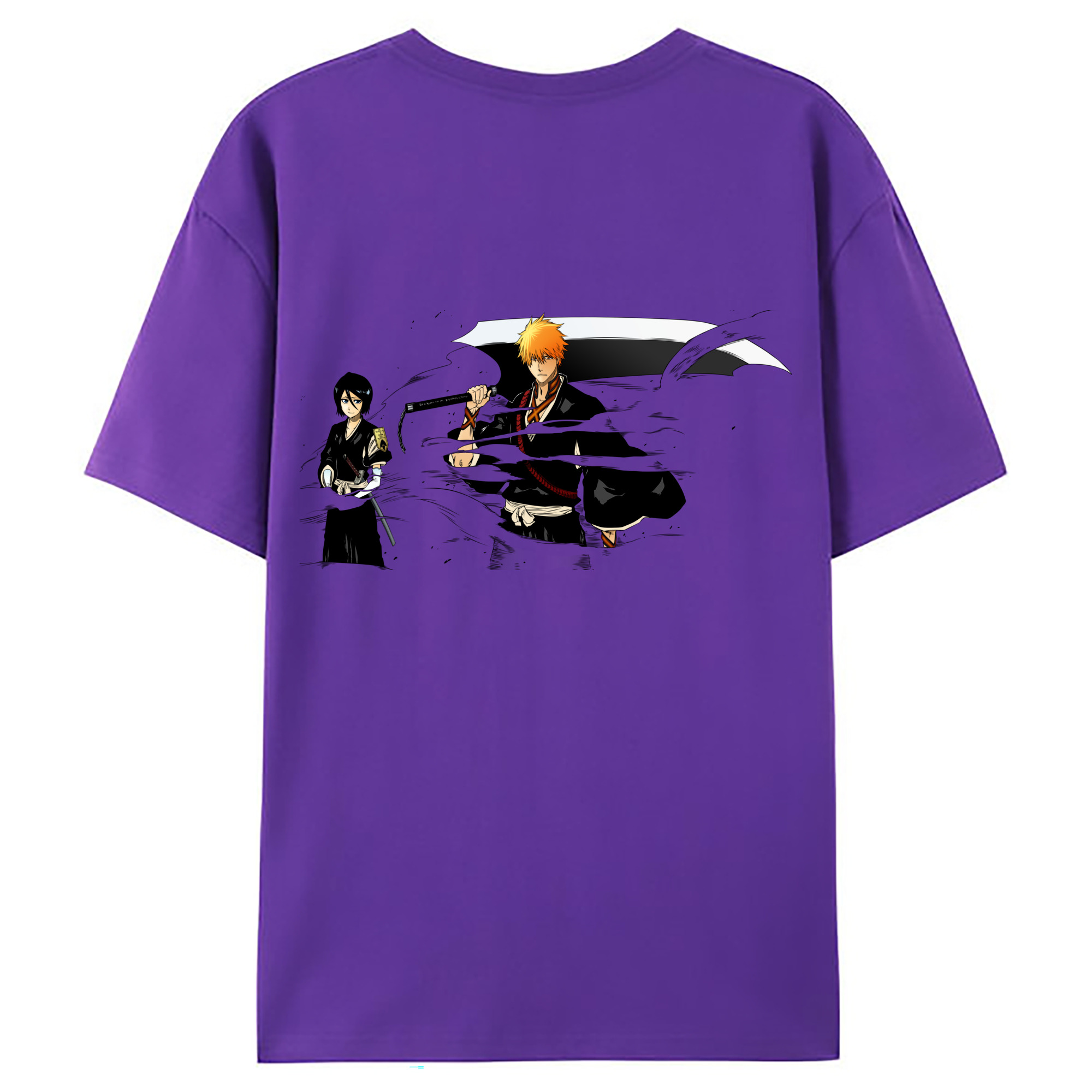 （画像用） ブリーチ 黒崎一護（くろさき いちご）BLEACH Kurosaki Ichigo 綿100％ メンズ半袖Tシャツ（バックプリント） 通気性