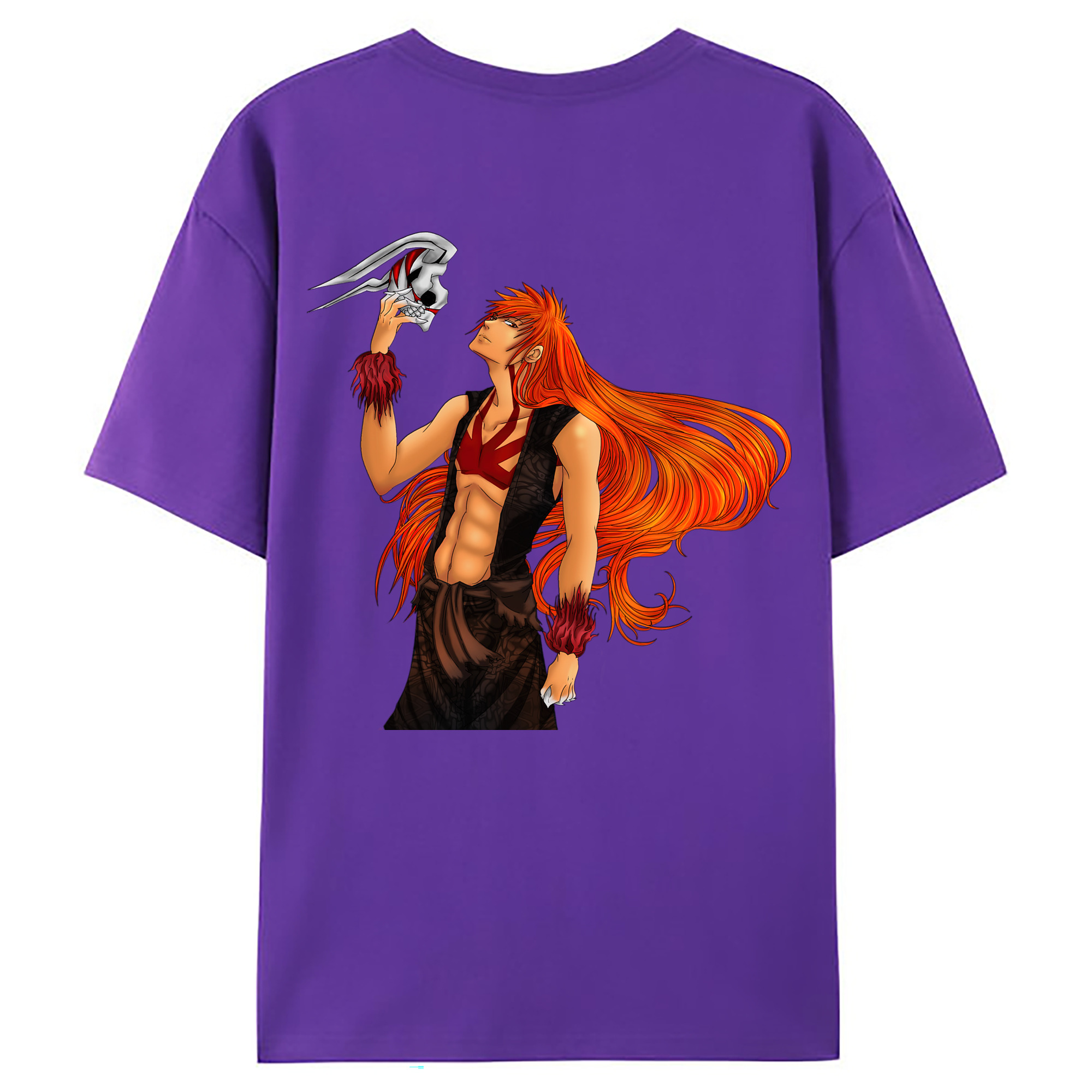 （画像用） ブリーチ 黒崎一護（くろさき いちご）BLEACH Kurosaki Ichigo 綿100％ メンズ半袖Tシャツ（バックプリント） 通気性
