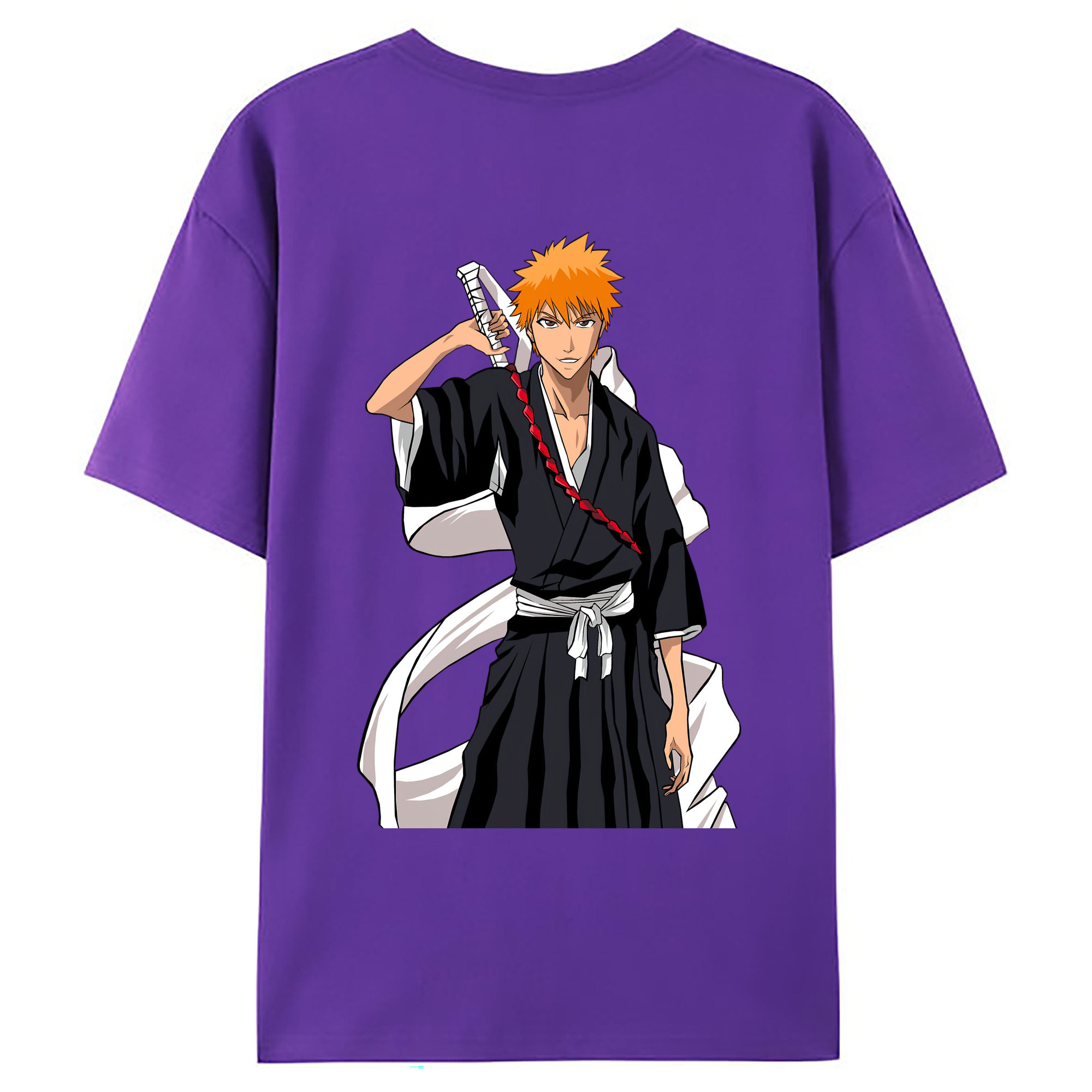 （画像用） ブリーチ 黒崎一護（くろさき いちご）BLEACH Kurosaki Ichigo 綿100％ メンズ半袖Tシャツ（バックプリント） 通気性