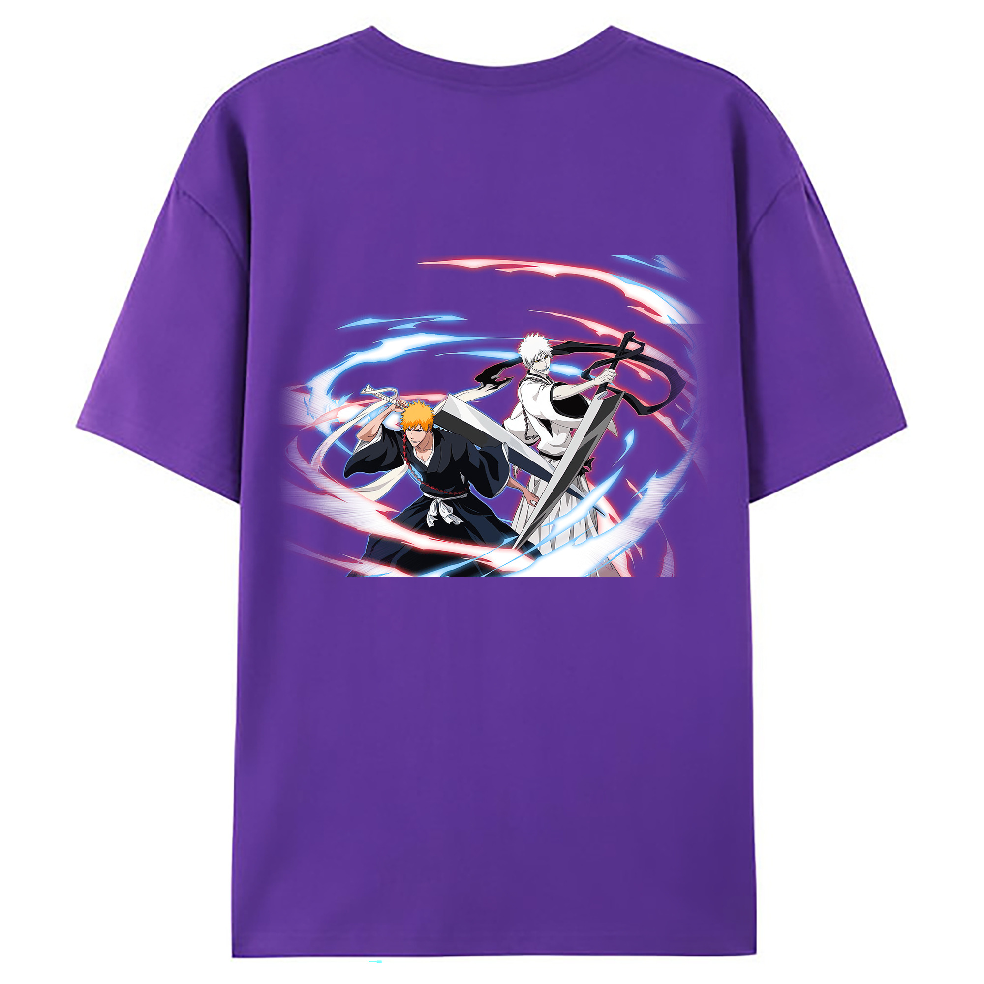（画像用） ブリーチ 黒崎一護（くろさき いちご）BLEACH Kurosaki Ichigo 綿100％ メンズ半袖Tシャツ（バックプリント） 通気性