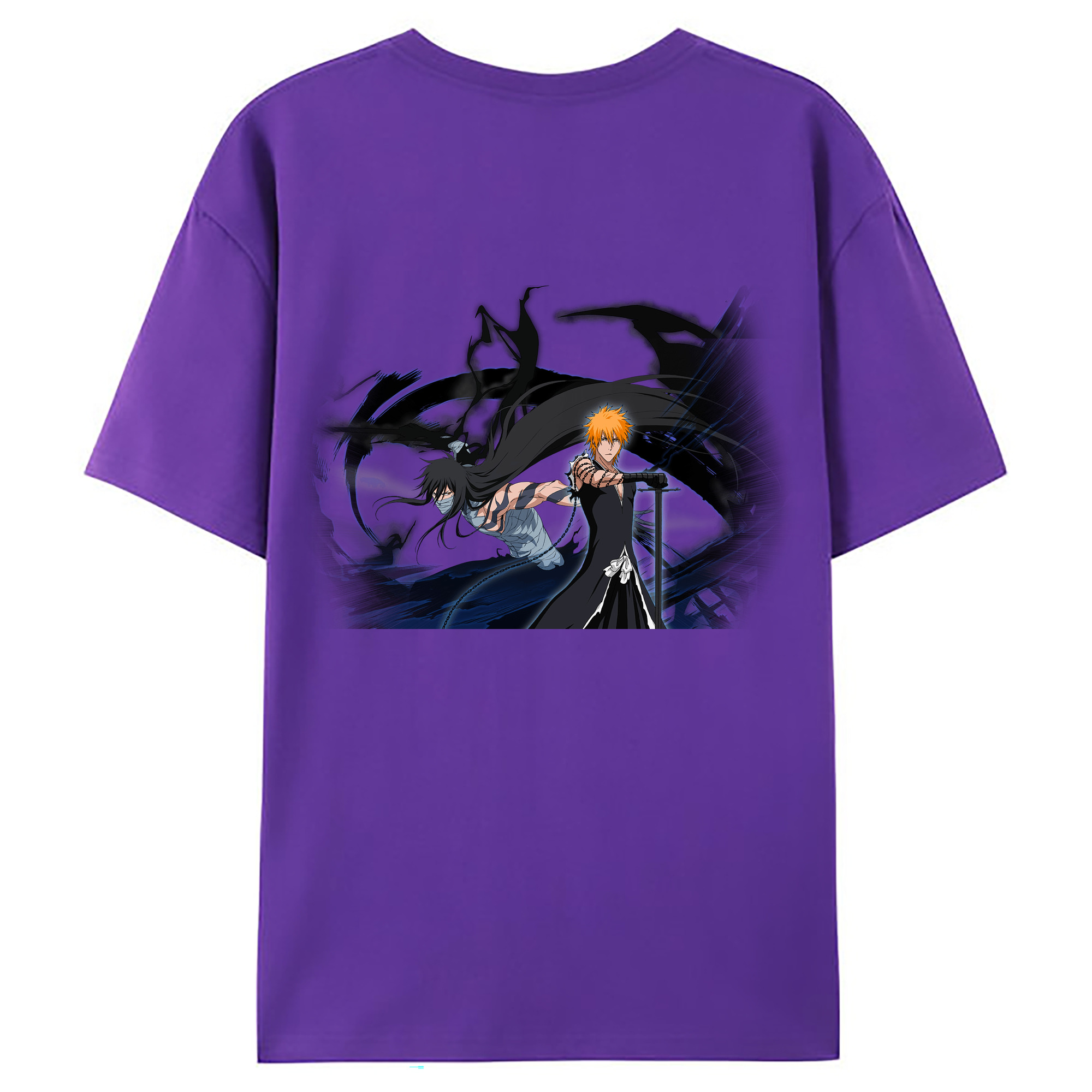 （画像用） ブリーチ 黒崎一護（くろさき いちご）BLEACH Kurosaki Ichigo 綿100％ メンズ半袖Tシャツ（バックプリント） 通気性