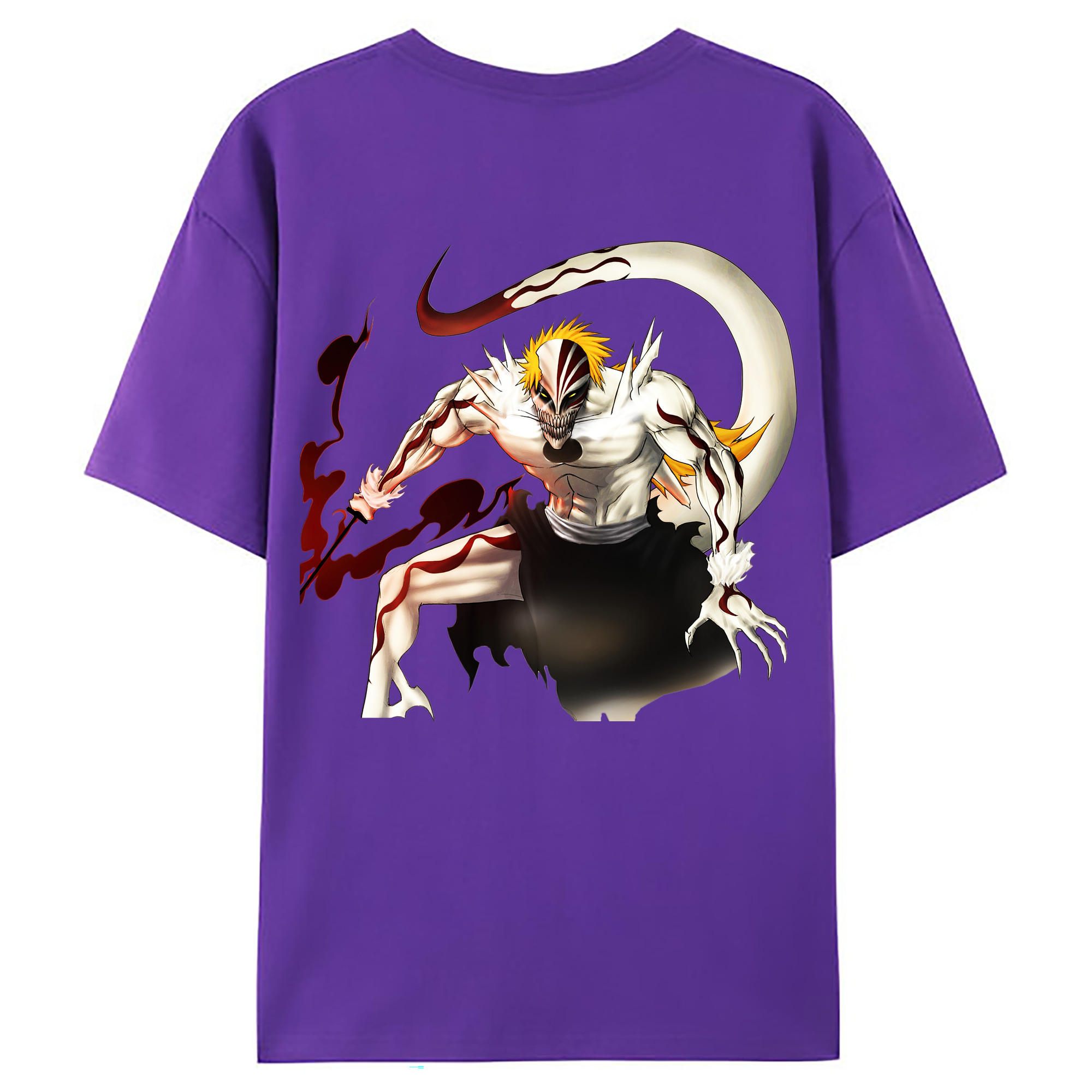 （画像用） ブリーチ 黒崎一護（くろさき いちご）BLEACH Kurosaki Ichigo 綿100％ メンズ半袖Tシャツ（バックプリント） 通気性