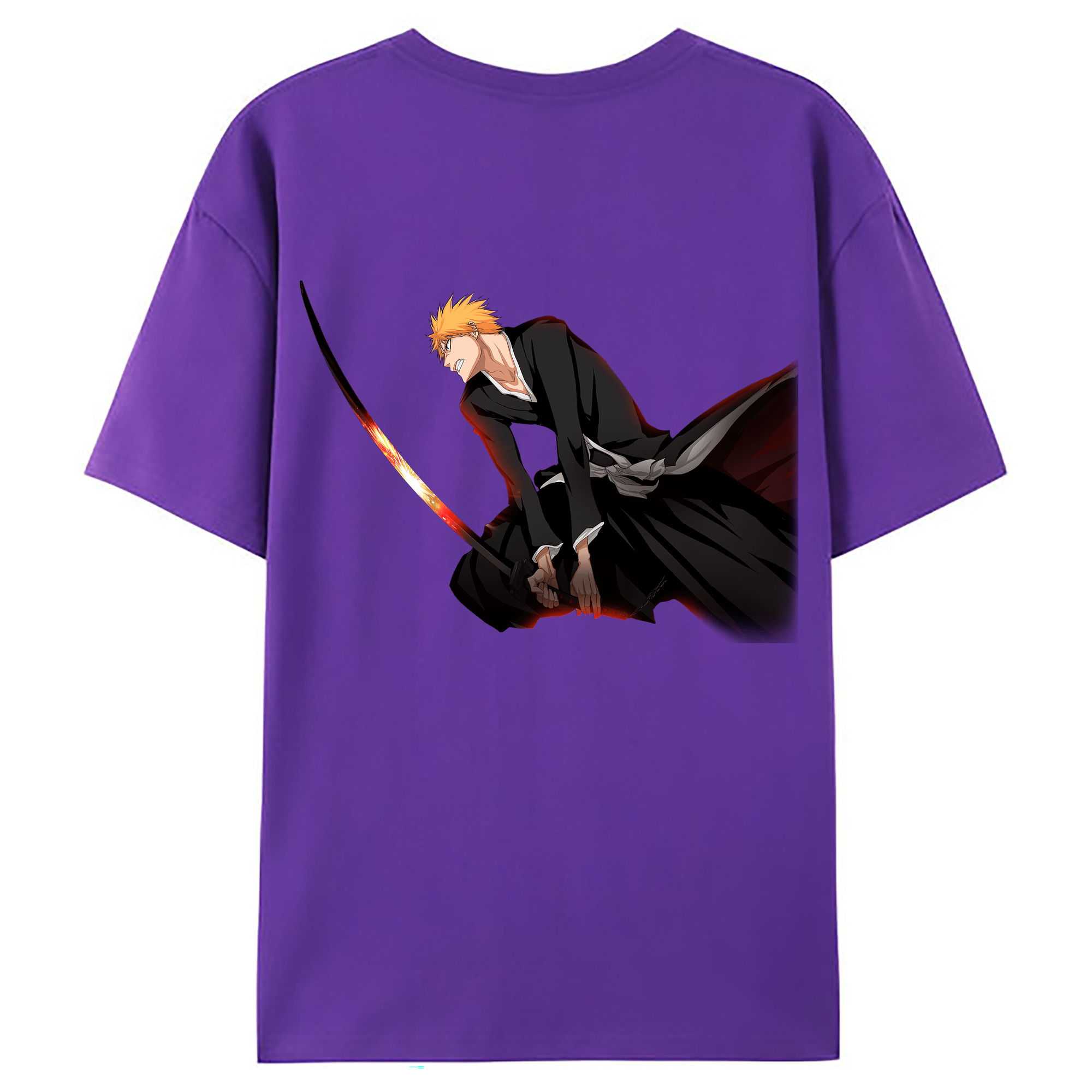 （画像用） ブリーチ 黒崎一護（くろさき いちご）BLEACH Kurosaki Ichigo 綿100％ メンズ半袖Tシャツ（バックプリント） 通気性