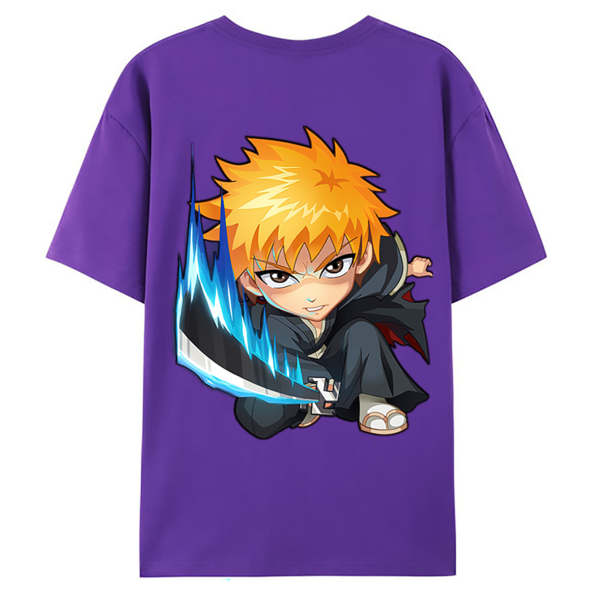 （画像用） ブリーチ 黒崎一護（くろさき いちご）BLEACH Kurosaki Ichigo 綿100％ メンズ半袖Tシャツ（バックプリント） 通気性
