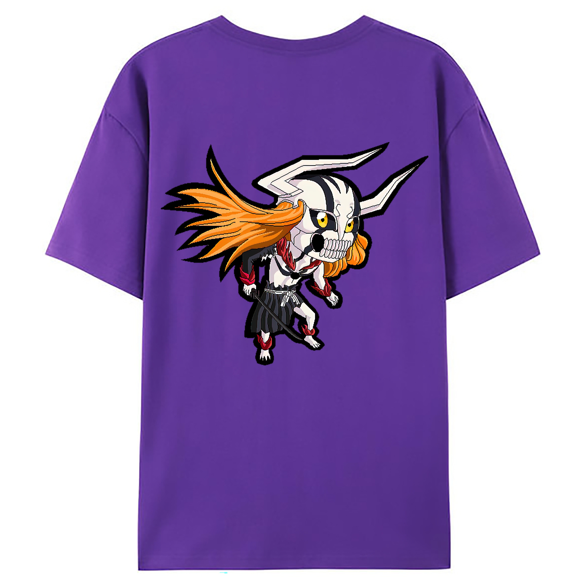 （画像用） ブリーチ 黒崎一護（くろさき いちご）BLEACH Kurosaki Ichigo 綿100％ メンズ半袖Tシャツ（バックプリント） 通気性