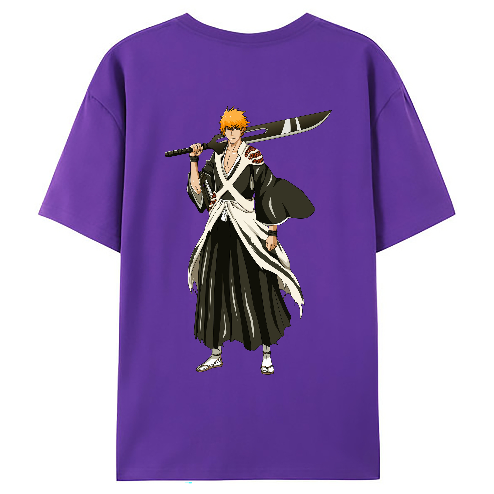 （画像用） ブリーチ 黒崎一護（くろさき いちご）BLEACH Kurosaki Ichigo 綿100％ メンズ半袖Tシャツ（バックプリント） 通気性