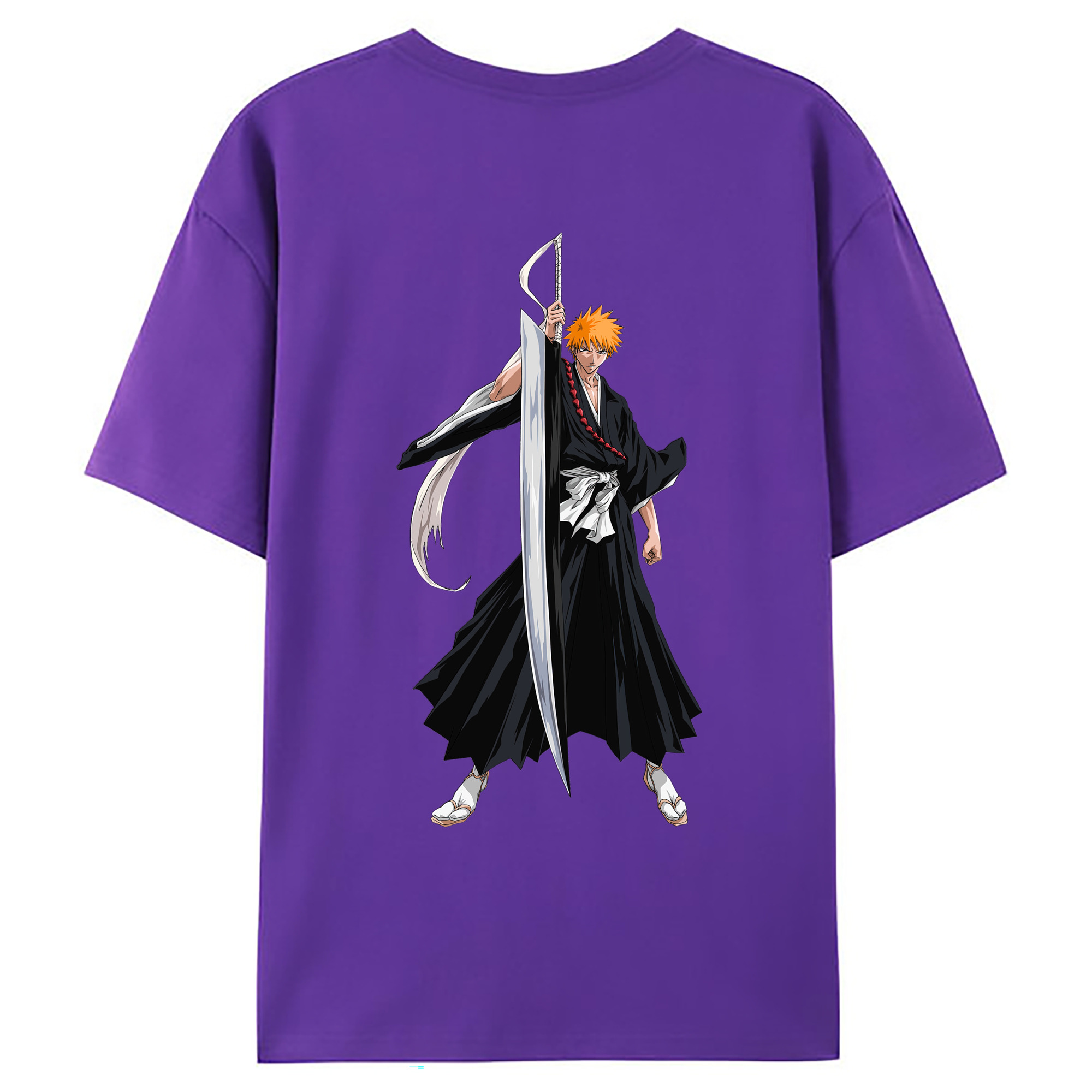 （画像用） ブリーチ 黒崎一護（くろさき いちご）BLEACH Kurosaki Ichigo 綿100％ メンズ半袖Tシャツ（バックプリント） 通気性