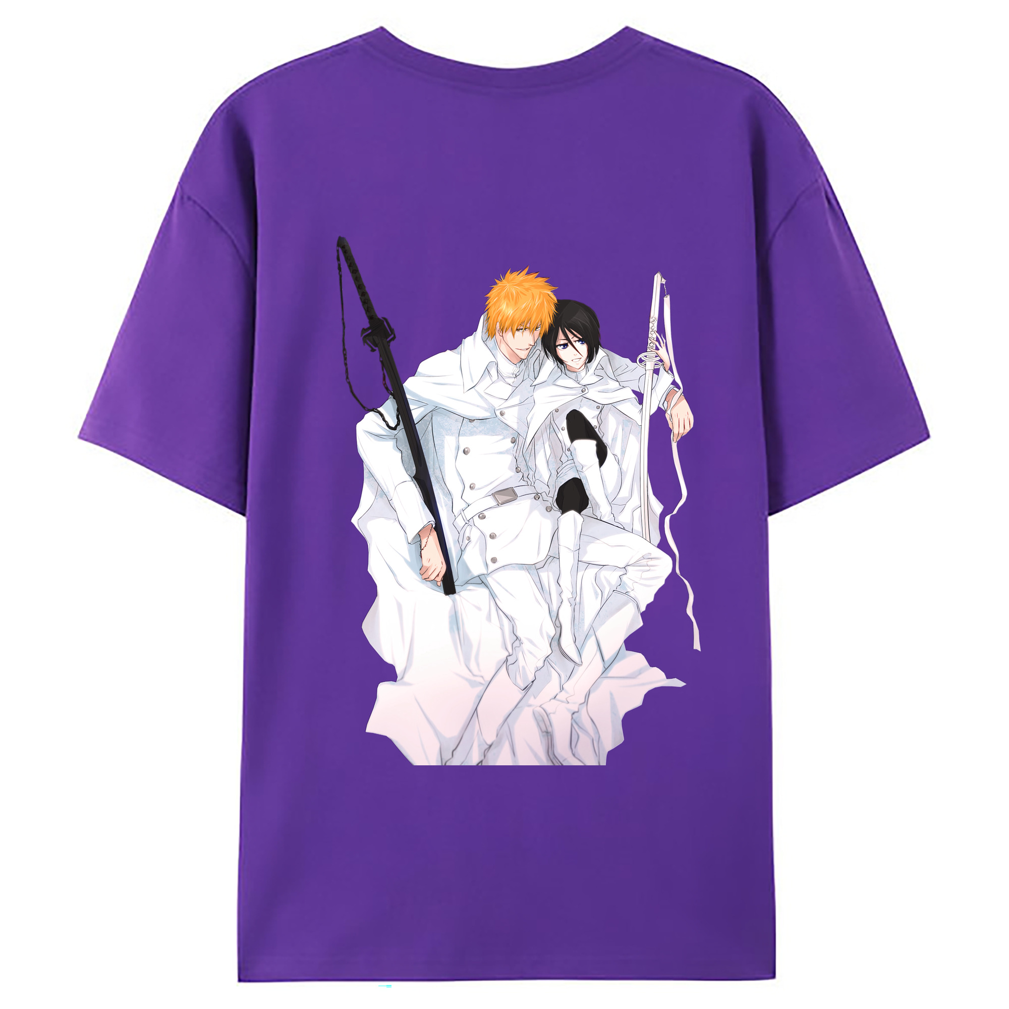 （画像用） ブリーチ 黒崎一護（くろさき いちご）BLEACH Kurosaki Ichigo 綿100％ メンズ半袖Tシャツ（バックプリント） 通気性