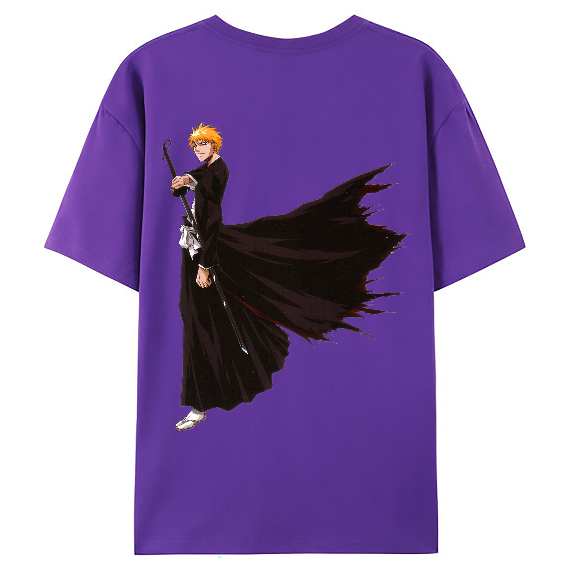 （画像用） ブリーチ 黒崎一護（くろさき いちご）BLEACH Kurosaki Ichigo 綿100％ メンズ半袖Tシャツ（バックプリント） 通気性