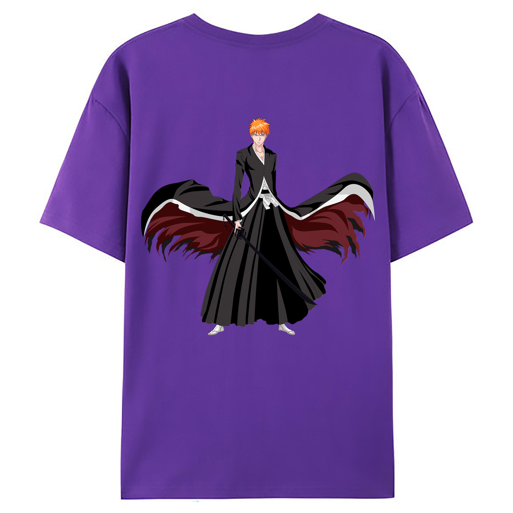 （画像用） ブリーチ 黒崎一護（くろさき いちご）BLEACH Kurosaki Ichigo 綿100％ メンズ半袖Tシャツ（バックプリント） 通気性