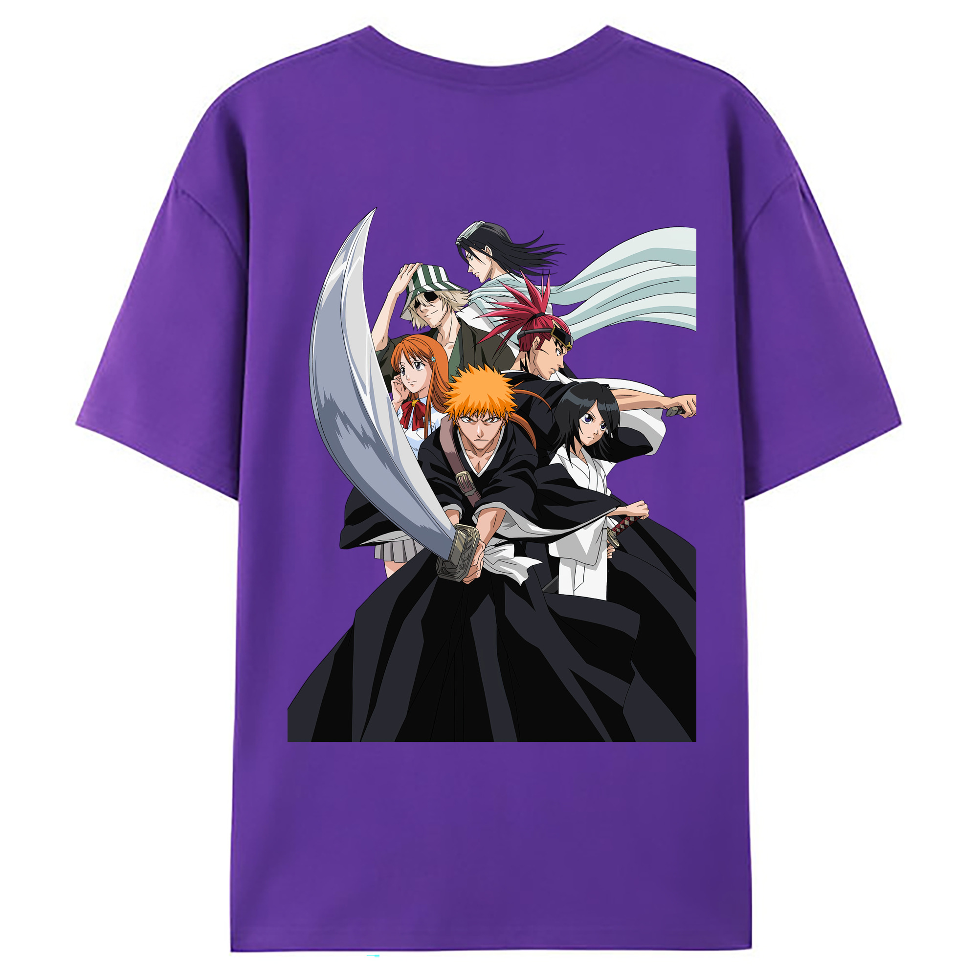 （画像用） ブリーチ 黒崎一護（くろさき いちご）BLEACH Kurosaki Ichigo 綿100％ メンズ半袖Tシャツ（バックプリント） 通気性