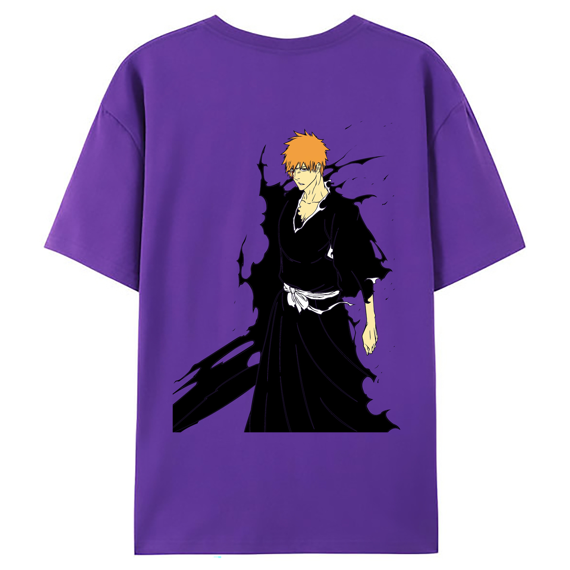 （画像用） ブリーチ 黒崎一護（くろさき いちご）BLEACH Kurosaki Ichigo 綿100％ メンズ半袖Tシャツ（バックプリント） 通気性