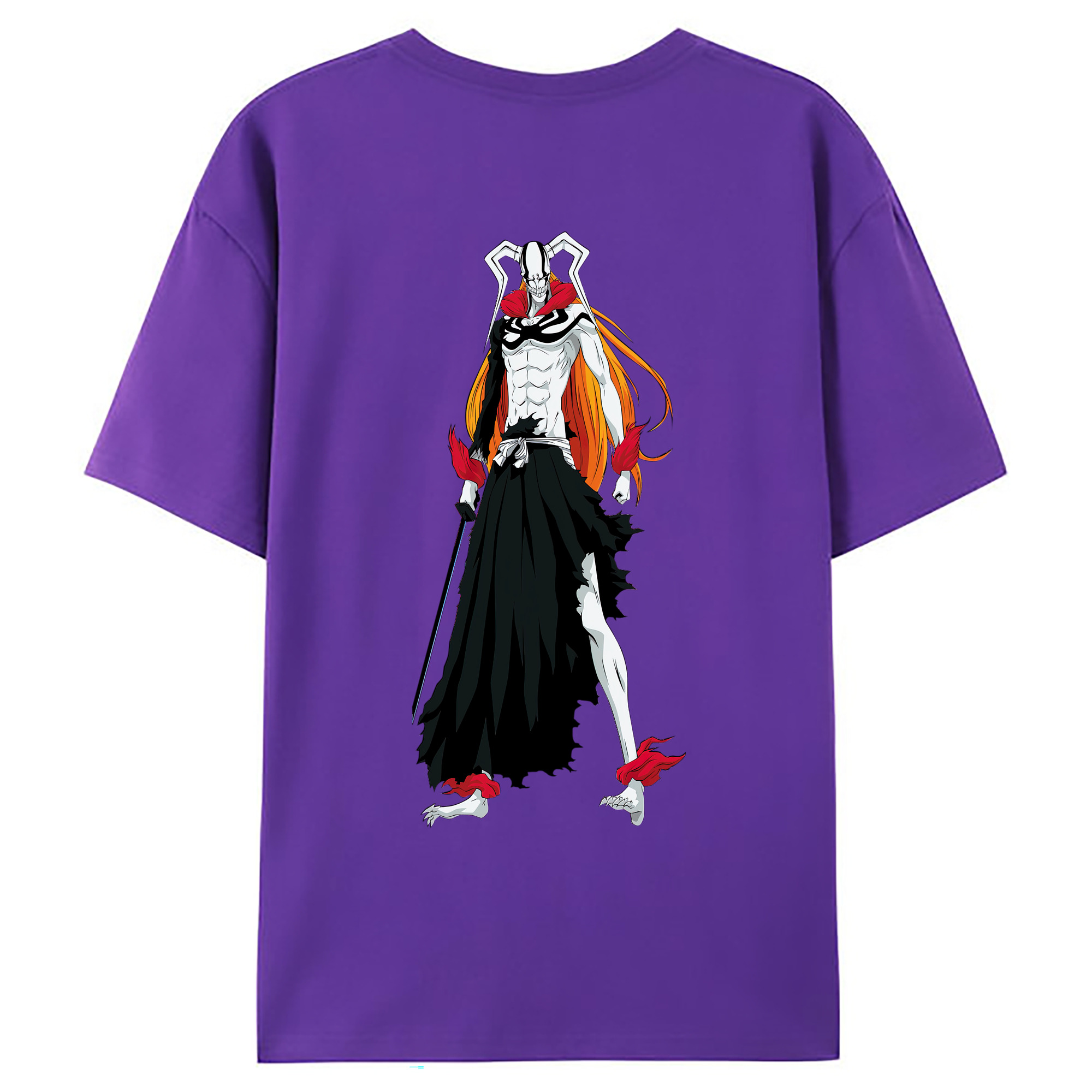 （画像用） ブリーチ 黒崎一護（くろさき いちご）BLEACH Kurosaki Ichigo 綿100％ メンズ半袖Tシャツ（バックプリント） 通気性