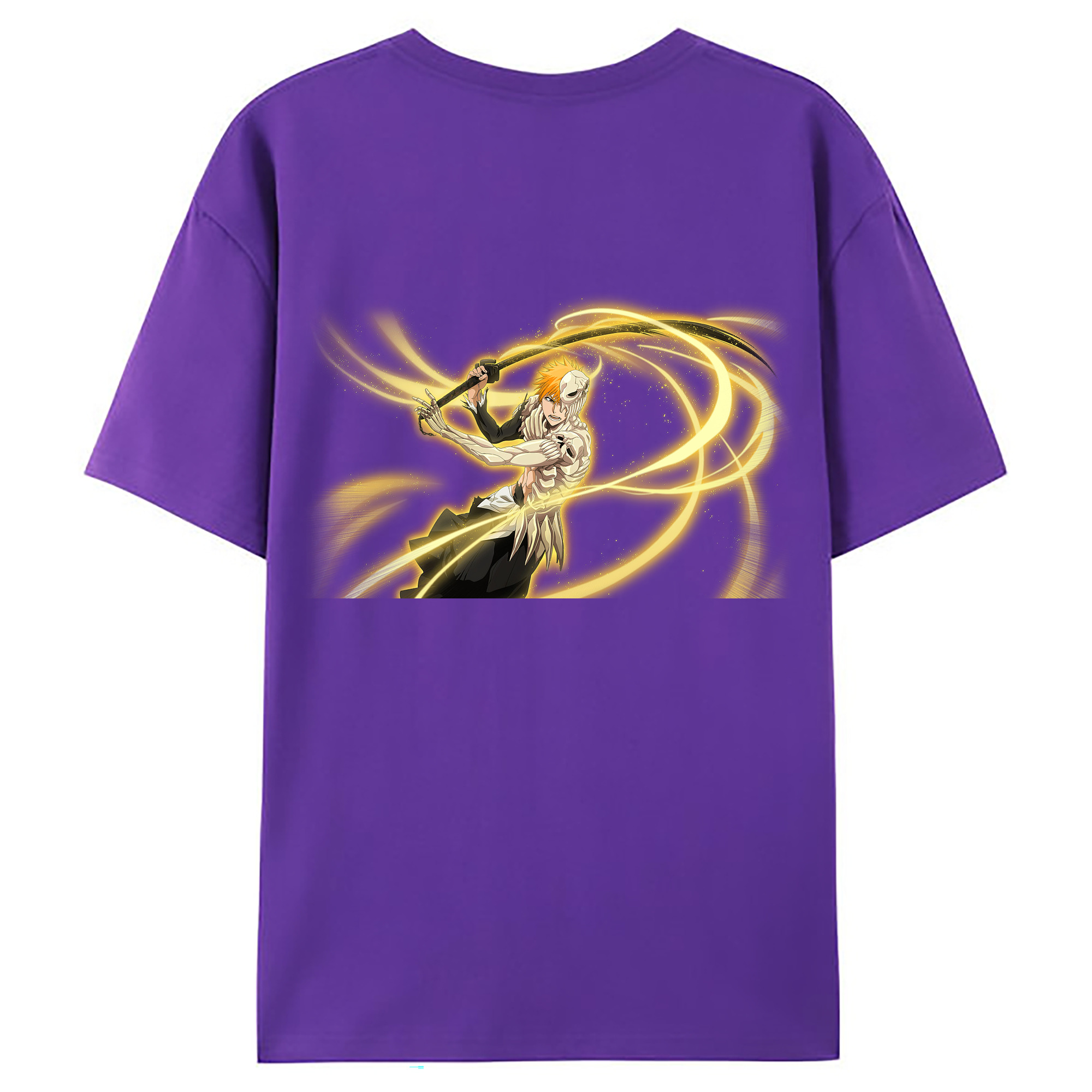 （画像用） ブリーチ 黒崎一護（くろさき いちご）BLEACH Kurosaki Ichigo 綿100％ メンズ半袖Tシャツ（バックプリント） 通気性